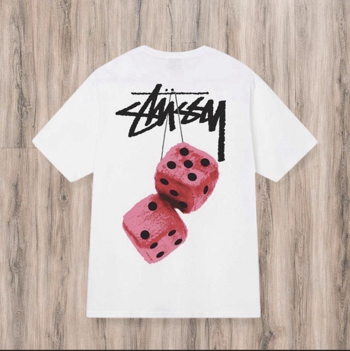 Stussy Men’s M Graphic Logo T-Shirt White Crew Neck Short Sleeve Dice