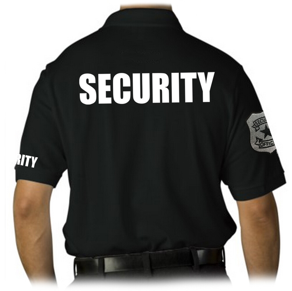 MEN’S PRINTED SECURITY EMBROIDERY BADGE POLICE STAFF UNIFORM COLLAR POLO T-SHIRT