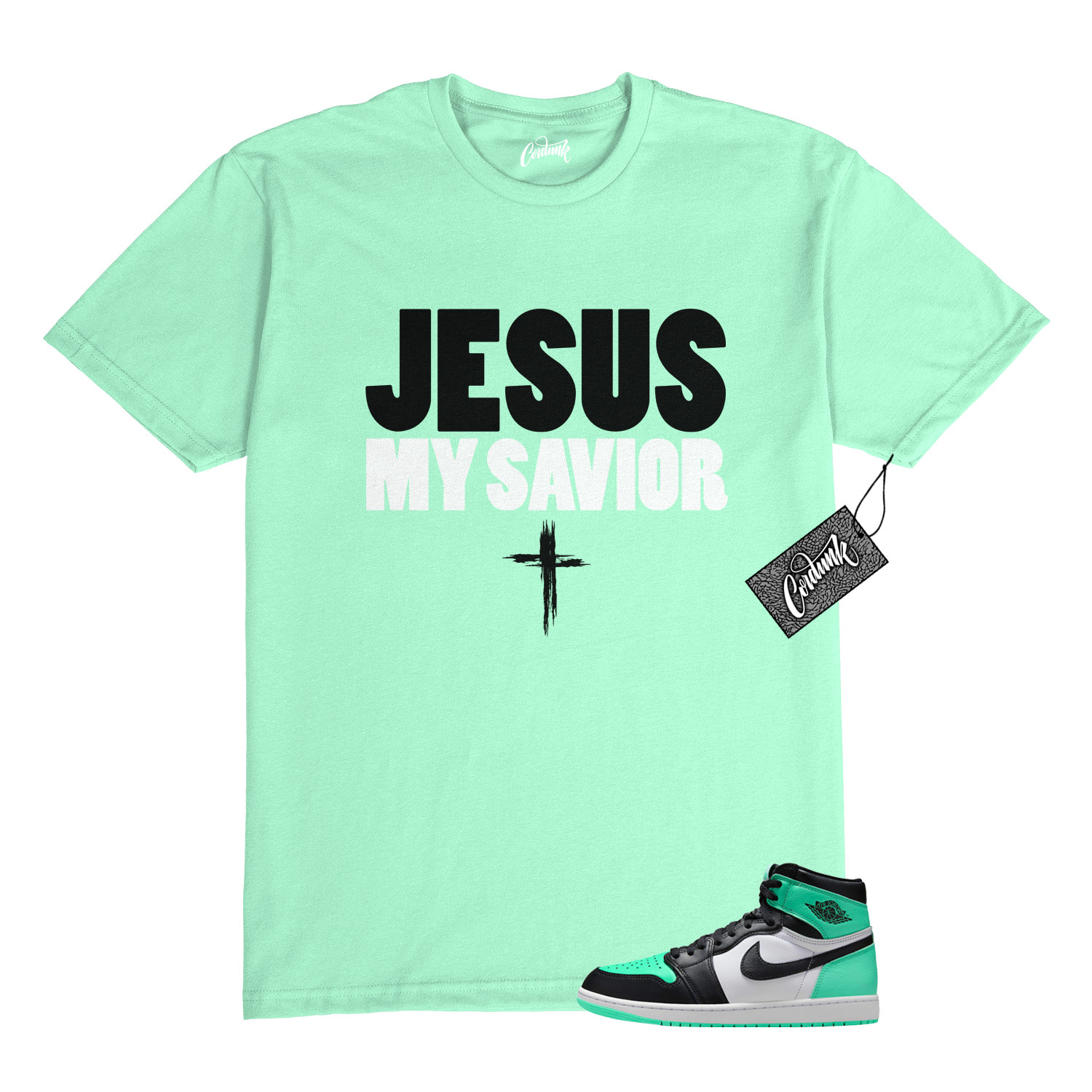 1 Green Glow Black White Mint Dunk Air Force T Shirt to Match JMS Jordan