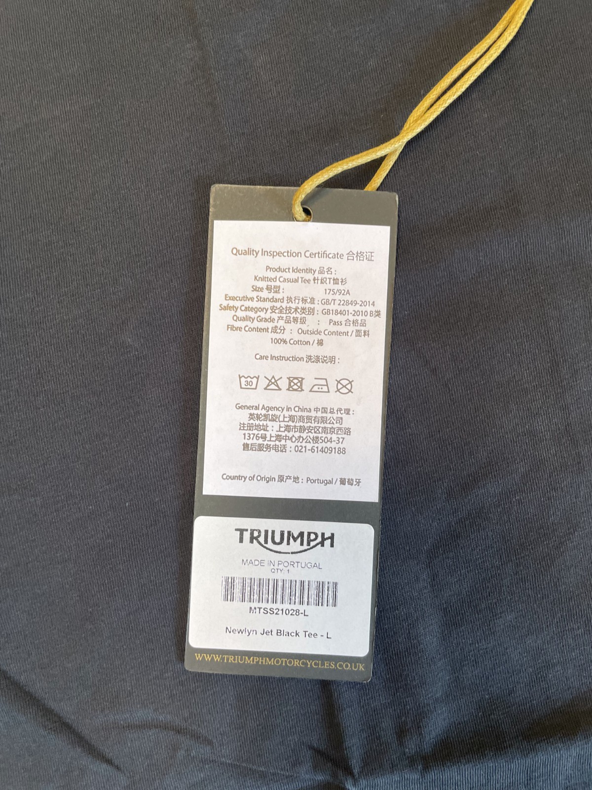 Triumph Motorcycles T-Shirt Men Large Newlyn Jet Black Graphic Logo Short Sleeve
