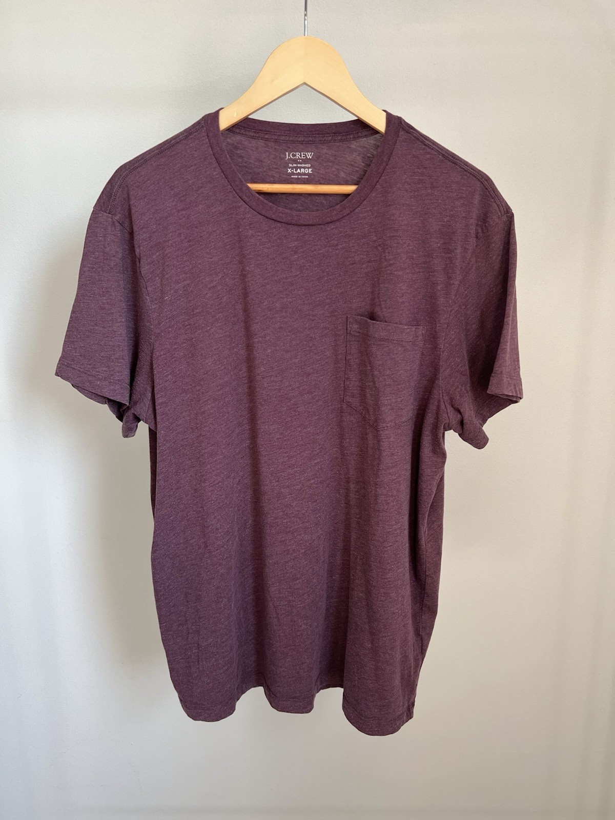 J.CREW Slim-Washed Men’s Slim Fit Purple Pocket Crew Neck T-Shirt XL