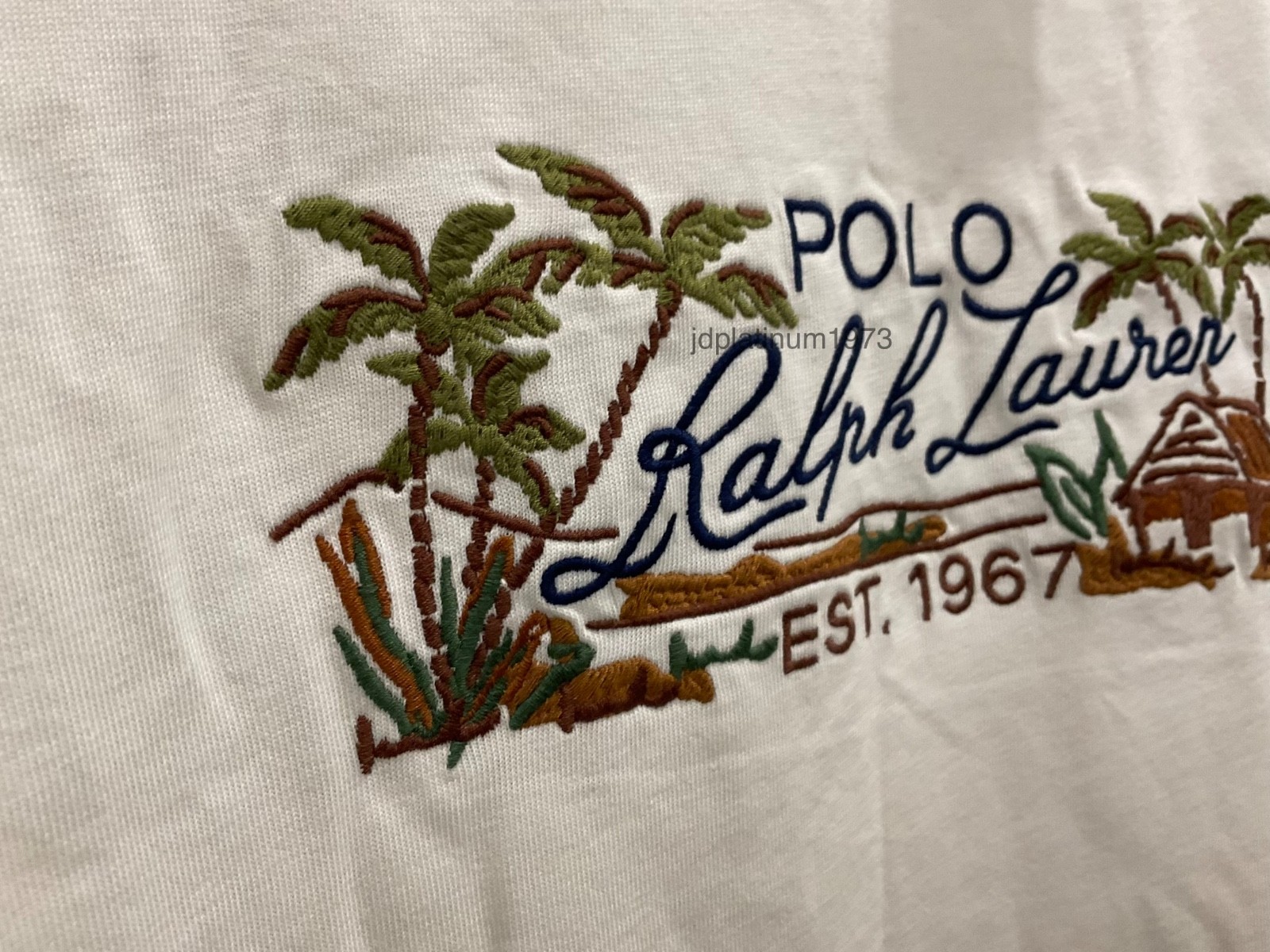 Polo Ralph Lauren Big & Tall Ivory PALM TREE CABIN LOGO Short Sleeve T Shirt