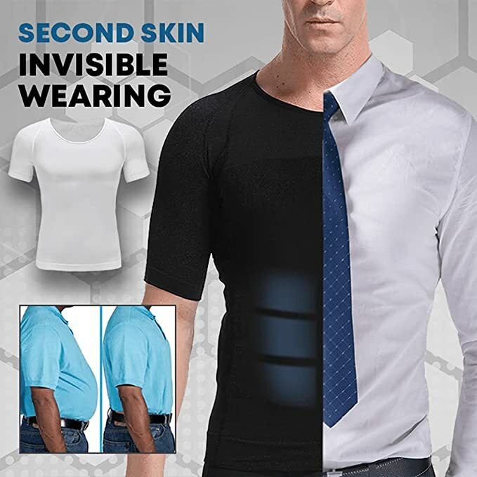 SecondSkin Men’s Abs Shaper Cooling T-Shirt Compression Shirt Slimming Shapewear