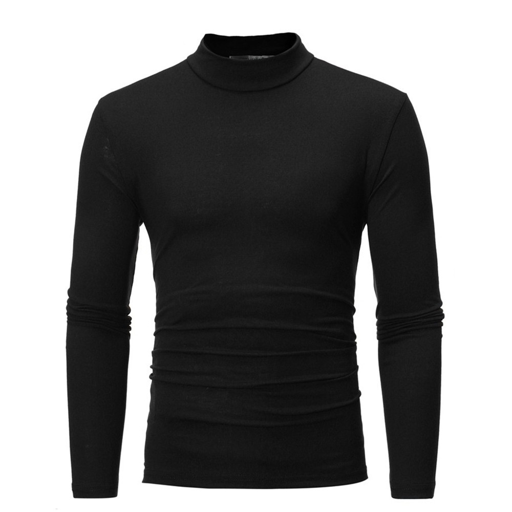 Mens High Neck Long Sleeve Polo T-Shirt Tops Winter Baselayer Turtle Neck Jumper