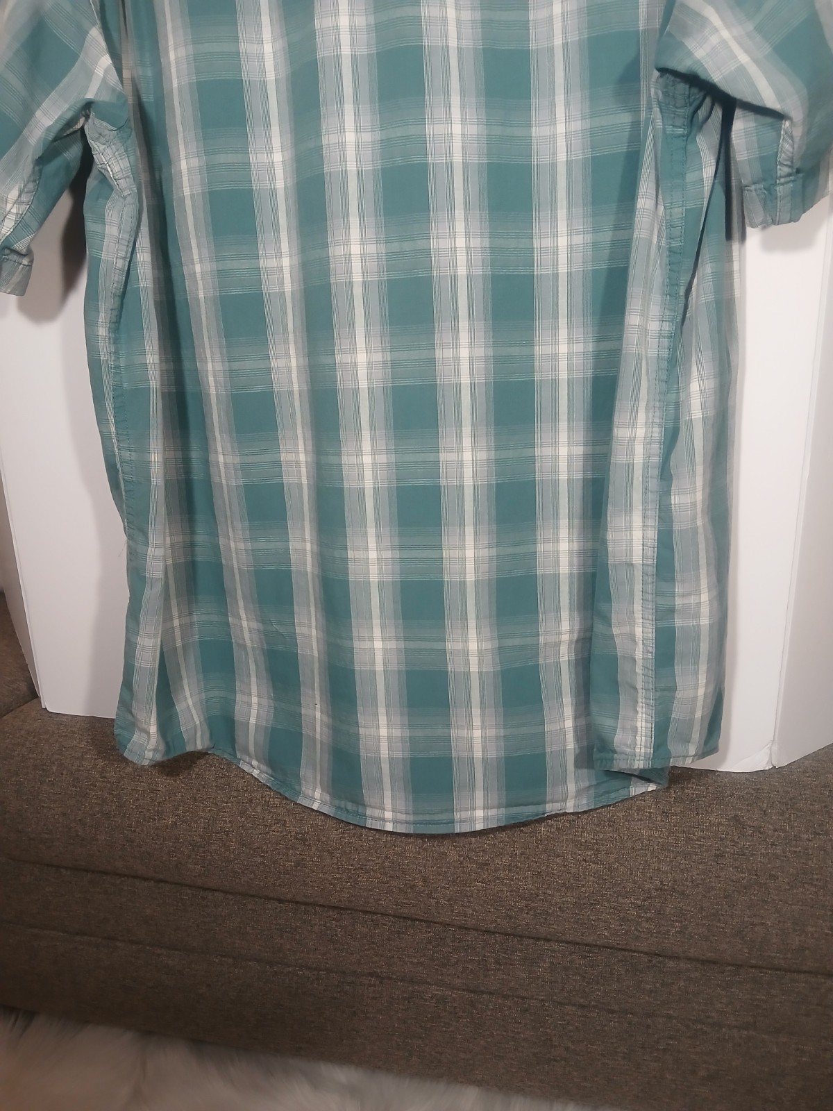 Wrangler Men Blue Plaid Button Down Shirt XL