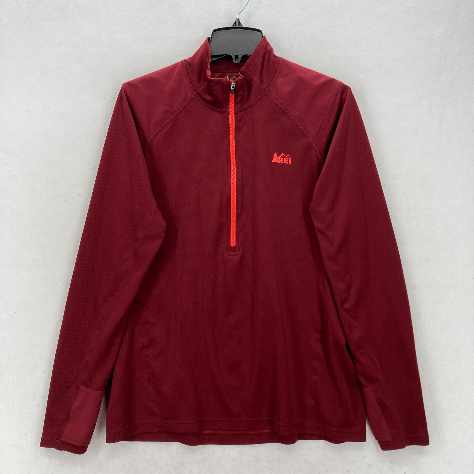 REI Screeline Half-Zip Long-Sleeve T-Shirt Mens Large Red Outdoors Hiking Travel