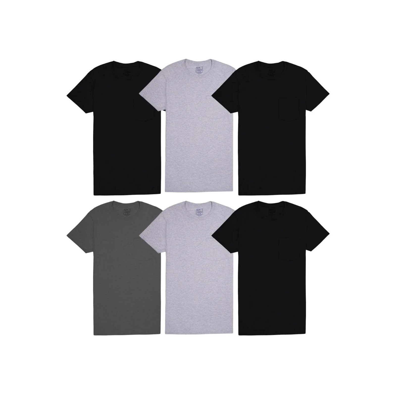 Fruit of the Loom 6-Pack Pocket Tee Men’s T-Shirt Soft and Breathable Assorted