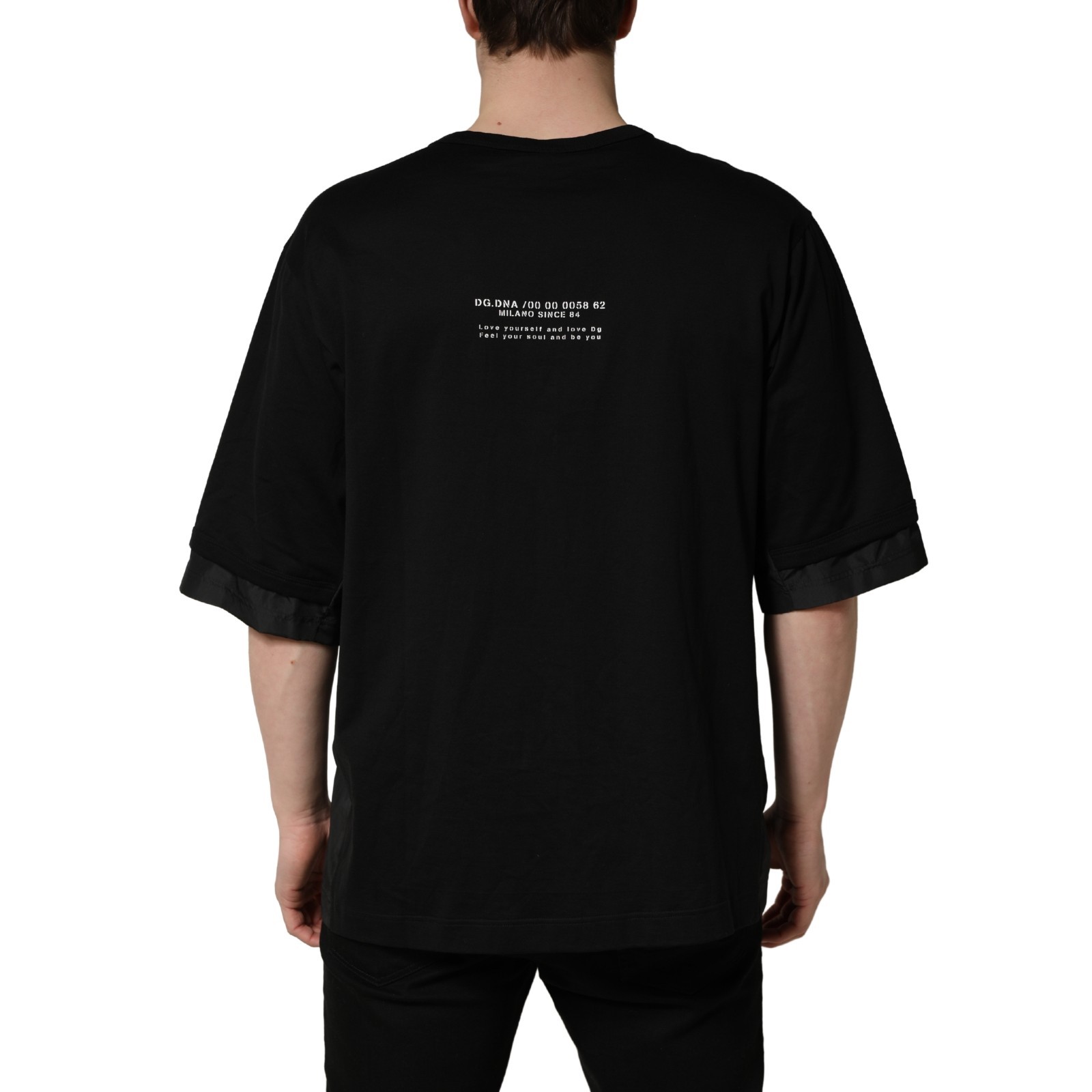 DOLCE & GABBANA T-shirt Black Camouflage Pocket Oversized Men Cotton IT48/US38/M