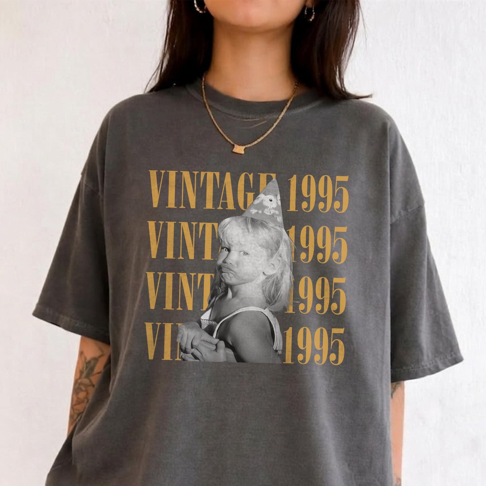 Custom Vintage Photo Year Shirt Personalized Birthday Party 90s T-Shirt