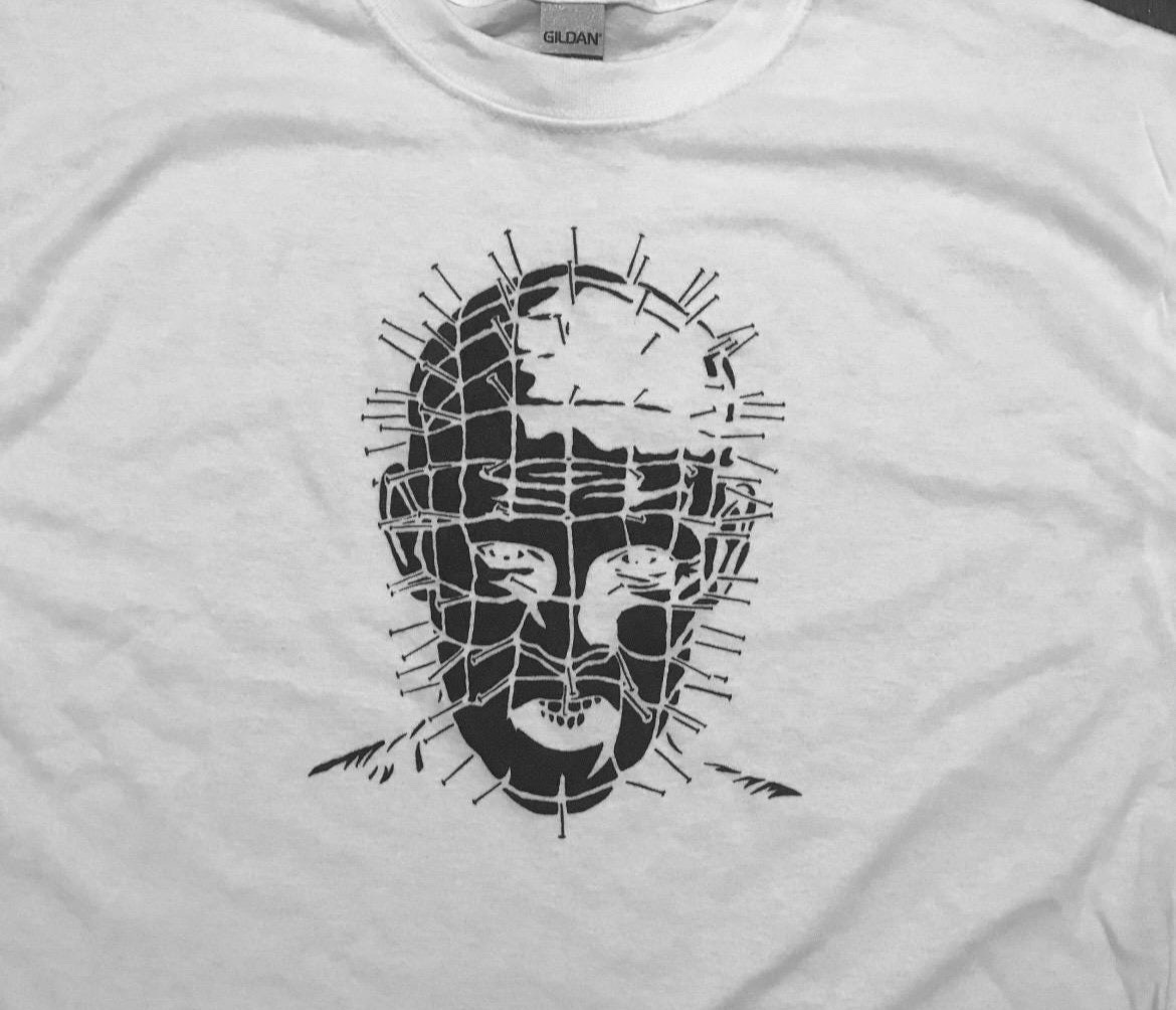 Pinhead Hellraiser goth retro horror punk white Size XL unisex T-shirt
