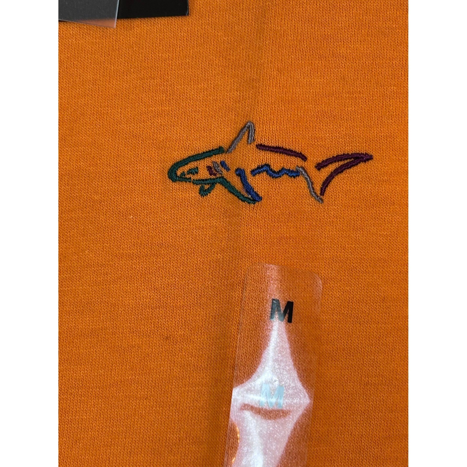 NWT Greg Norman Mens Orange Short Sleeve Shark Logo Crew Neck T-Shirt Summer -M-