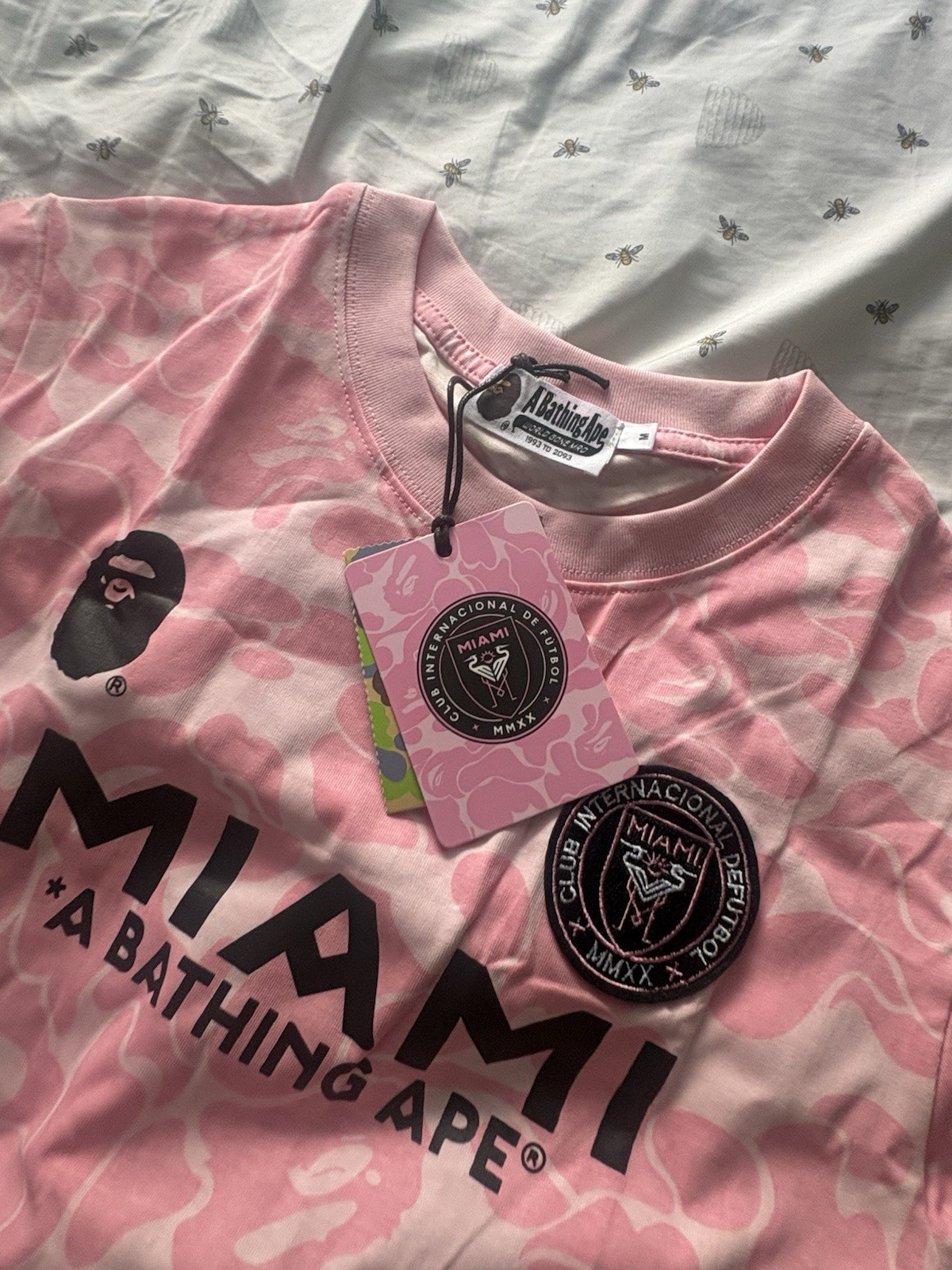 A Bathing Ape BAPE x Inter Miami CF Miami Pink Camo Crew Neck Tee M (ITS NEW)