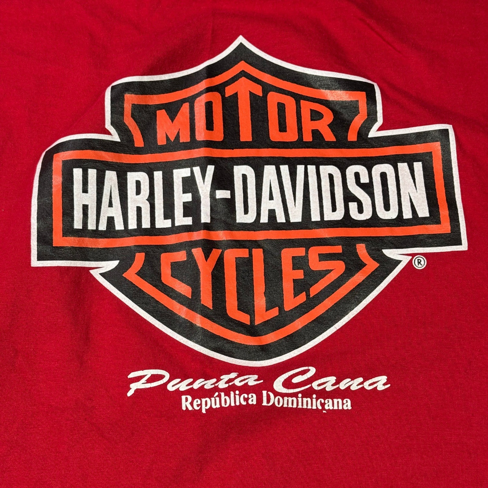 Harley Davidson Shirt Men XL Red Graphic Cycles Punta Cana Dominican Republic