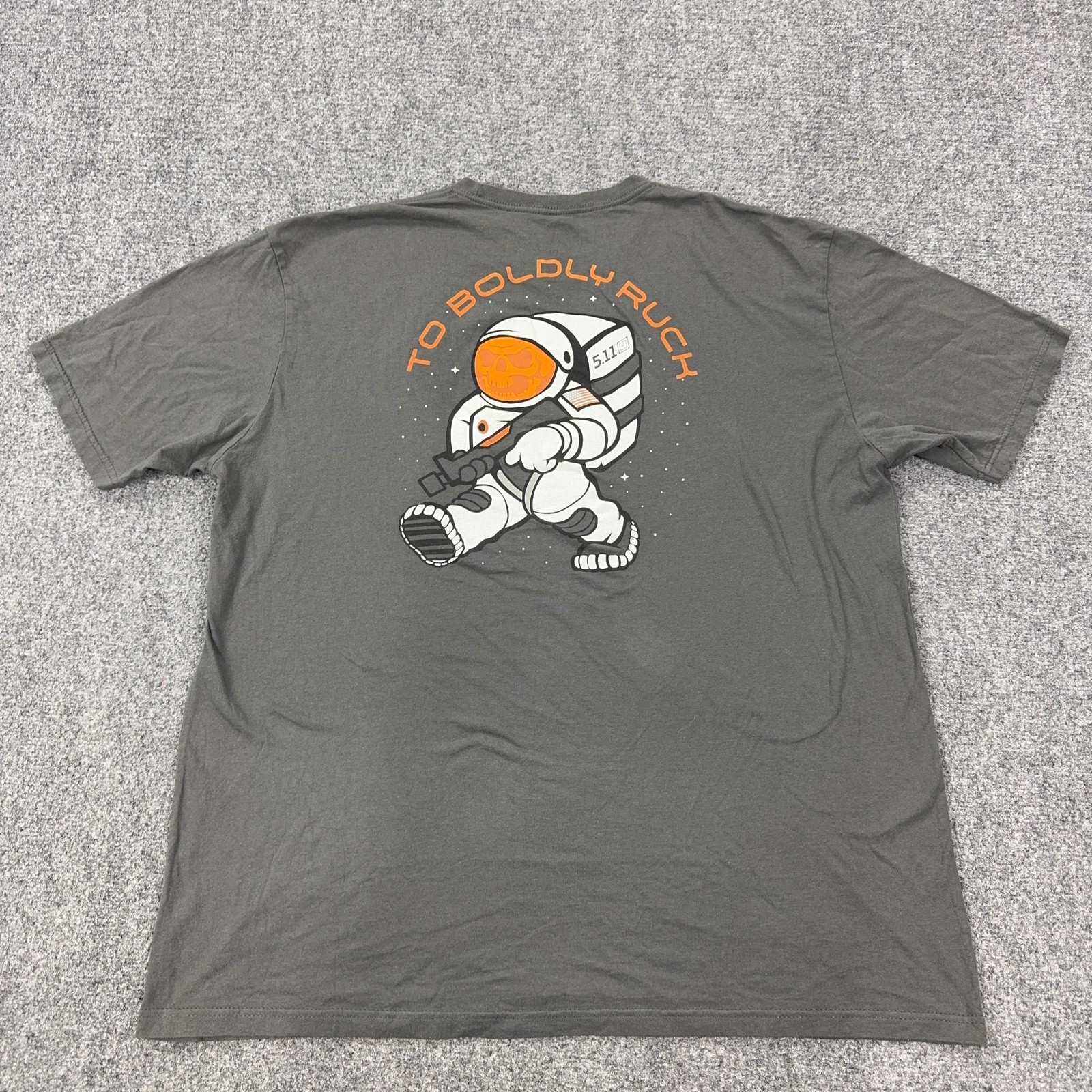 5.11 Tactical Shirt Mens 2XL Gray To Boldly Ruck Astronaut Graphic Tee Tagless