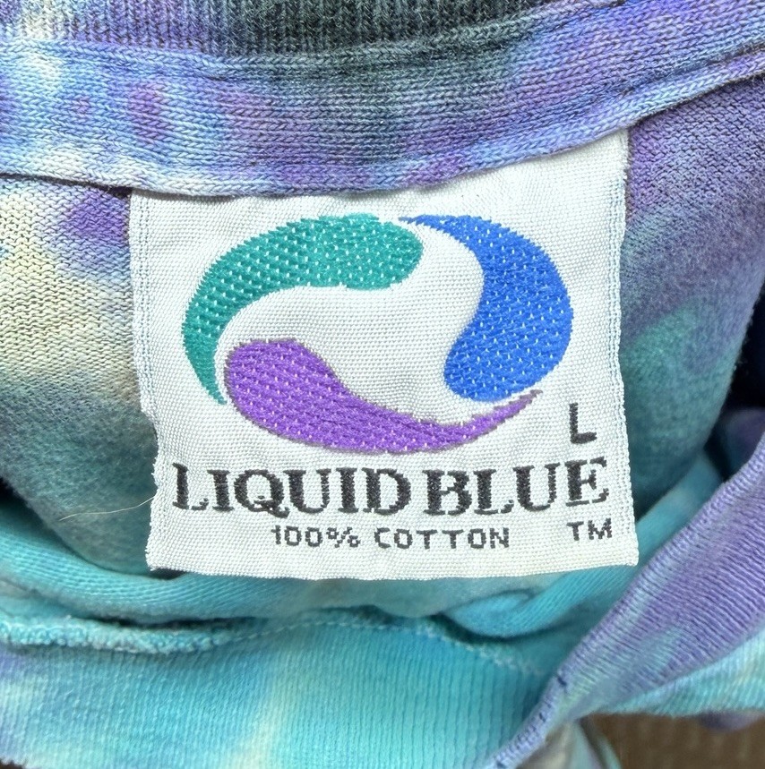 Vintage Grateful Dead June 91 Liquid Blue Tie Dye Band T Shirt Large USA