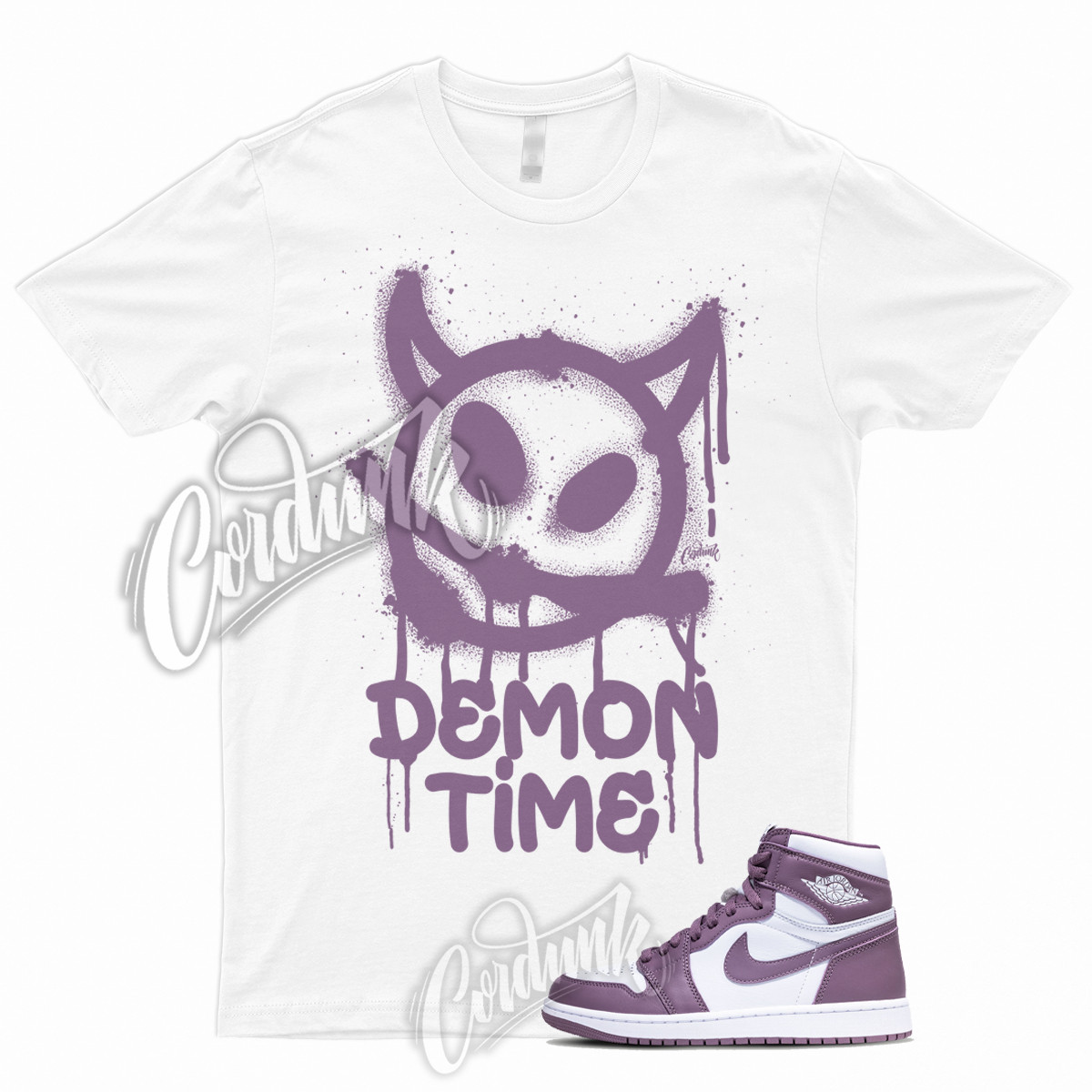 1 High OG Mauve Sky J White T Shirt to Match Sneakers DTIME