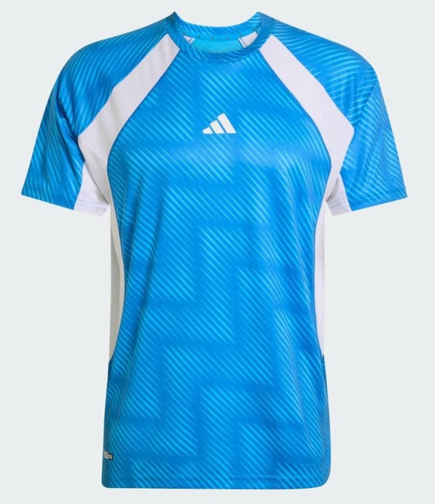 adidas Men’s TECH TEE Q2 Ray blue/White/PRINT Size M Sealed