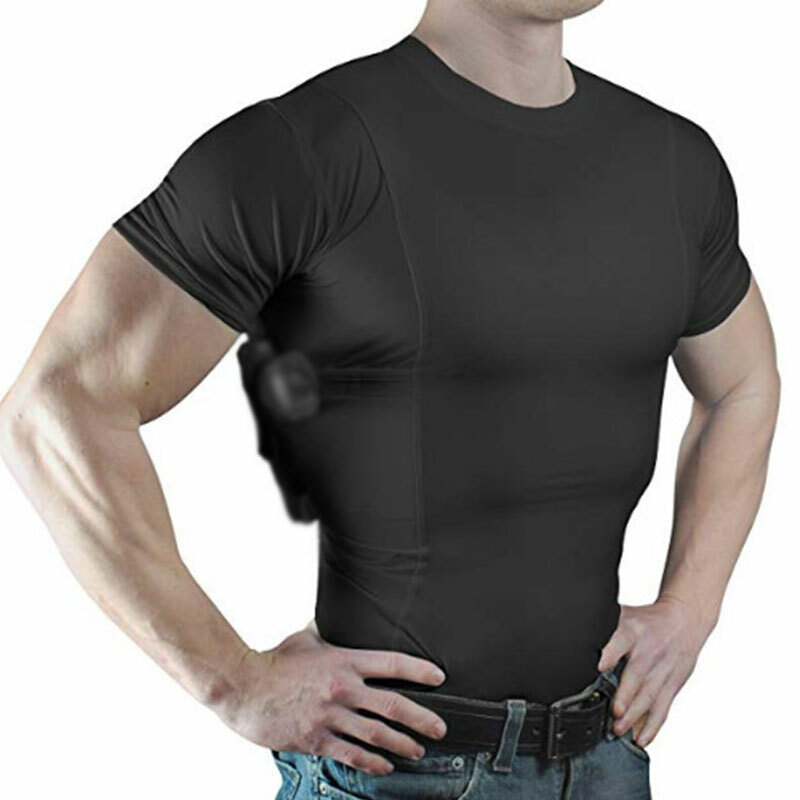 Mens Womens Tactical Combat Pullover Top T-Shirt Blouse Tee With Hidden Holster^