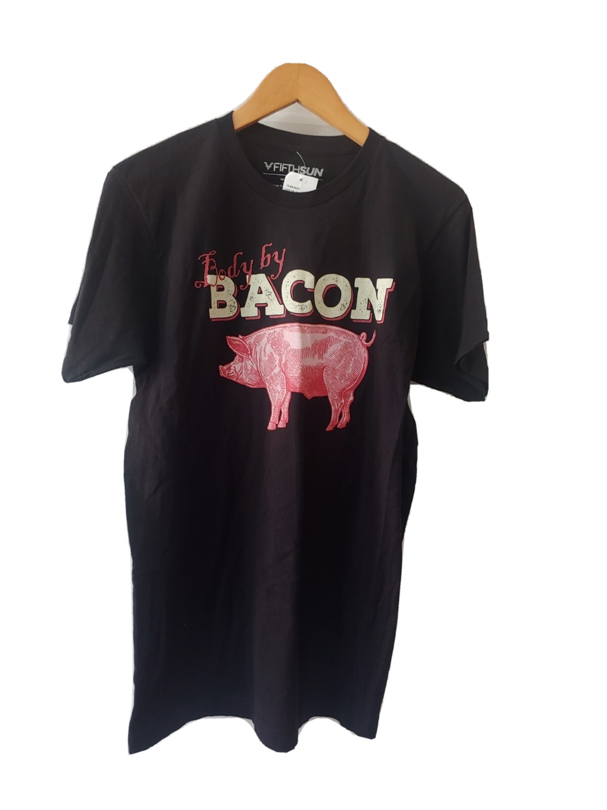 Body by Bacon Mens Graphic Black T-Shirt Size M Short Sleeve Cotton