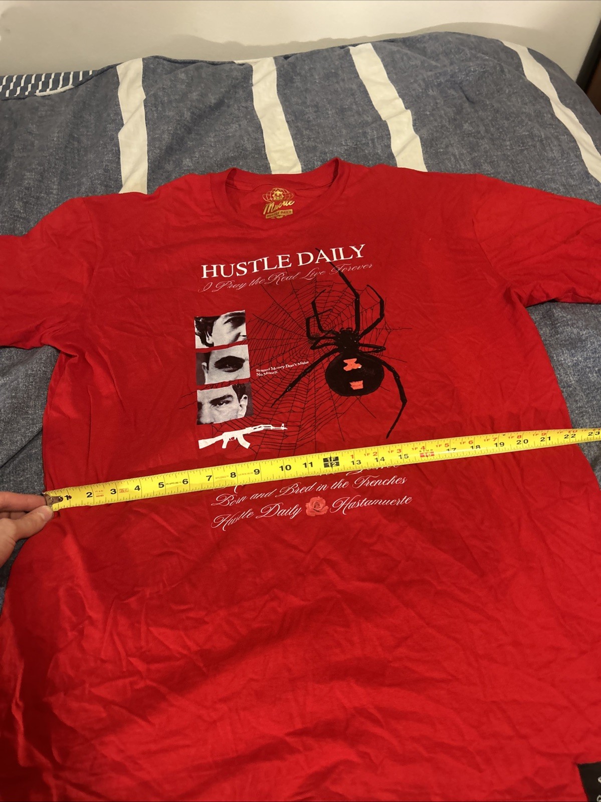 Men’s Red Muerte Hustle Daily Short Sleeve T-shirt 2XL Black Widow Spider Web