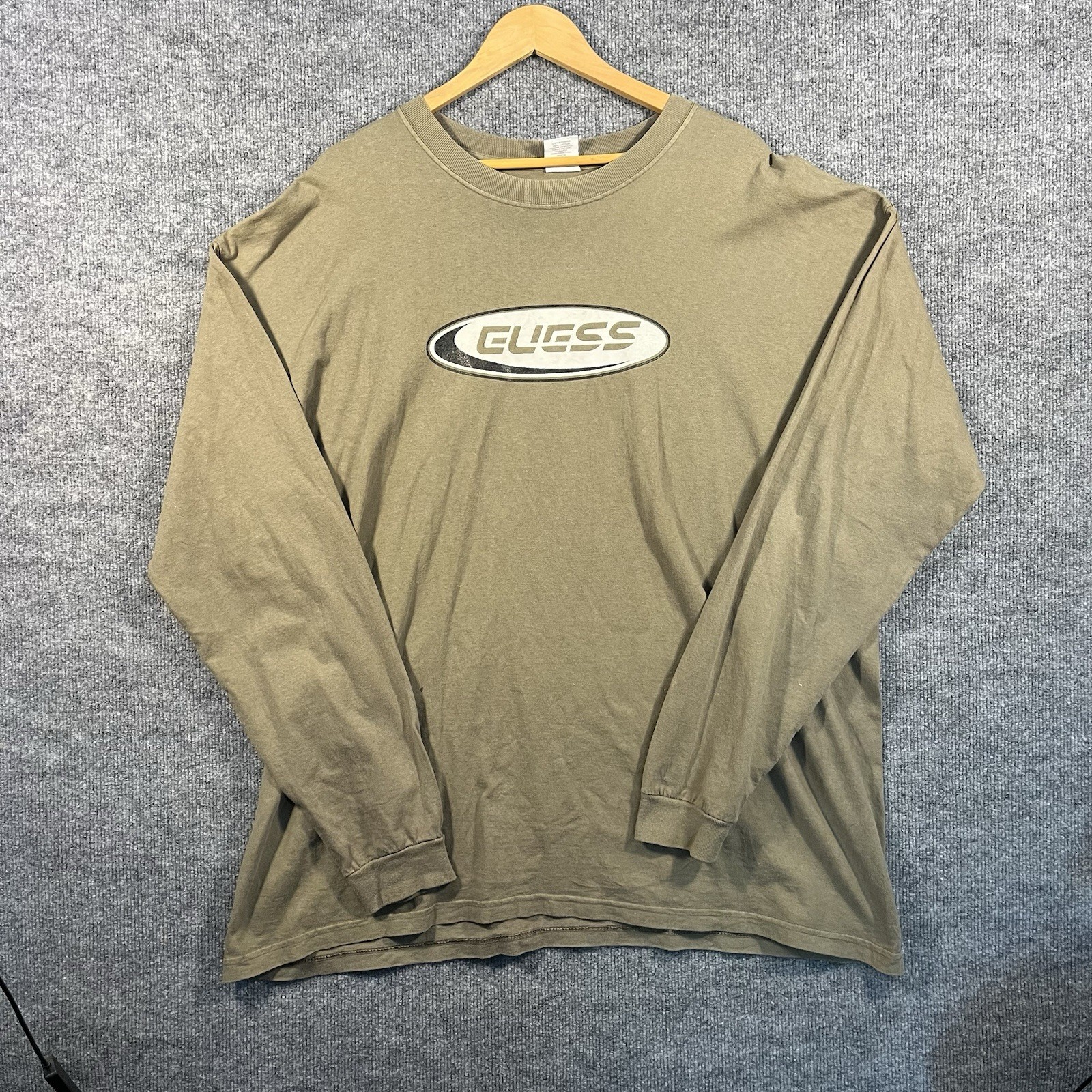 Vintage 90s Guess Jeans Logo Long Sleeve Green T-Shirt USA Mens XL