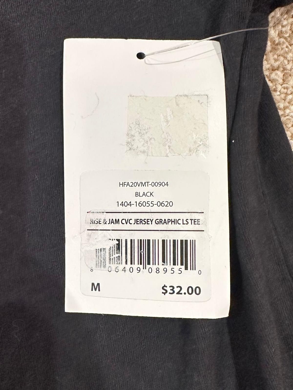 874 NWT Hurley Men’s M Black Rise & Jam CVC Jersey Graphic Long Sleeve T-Shirt