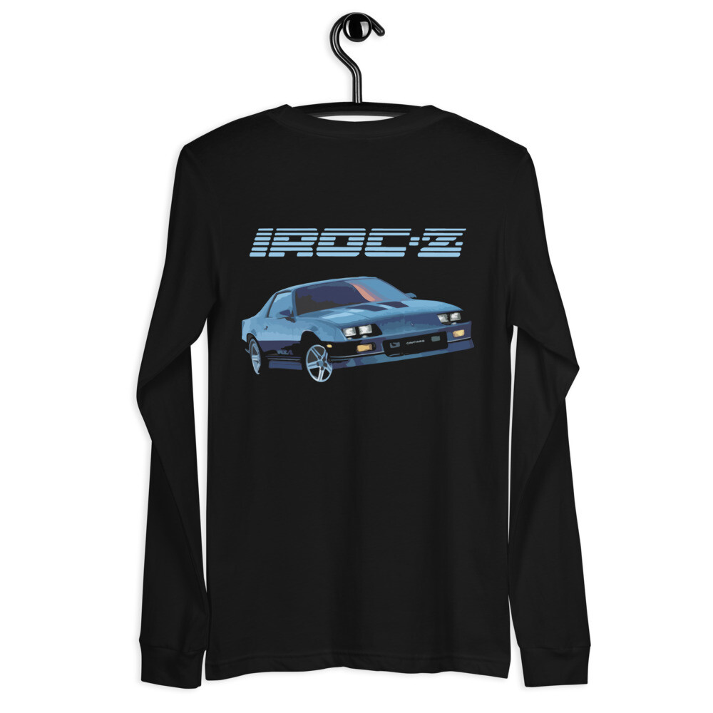 Blue IROC-Z Chevy Camaro 3rd Gen Sports Car Unisex Long Sleeve Tee