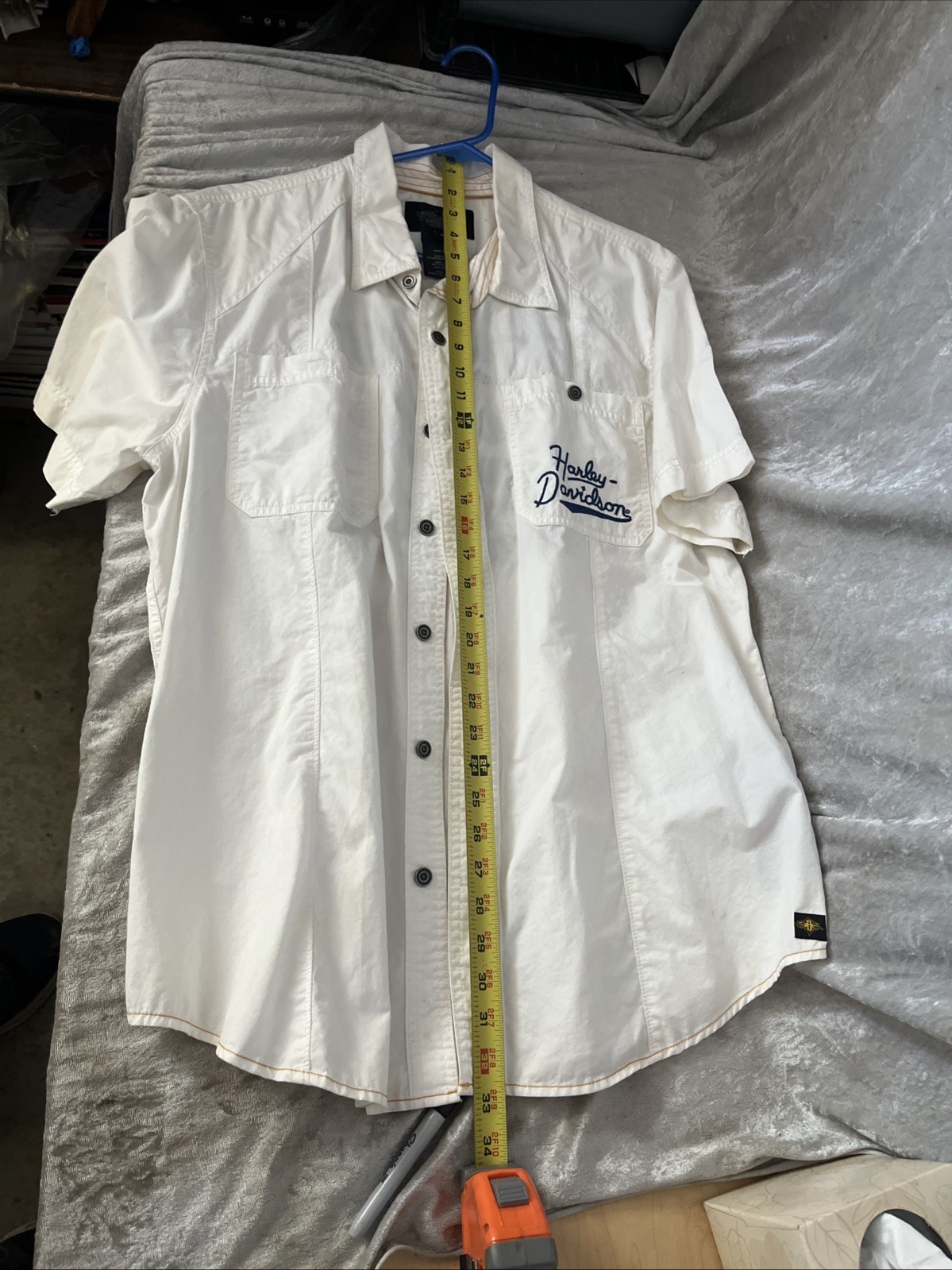 Harley Davidson | Chain Stitch Embroidered T-Shirt White | Size XL