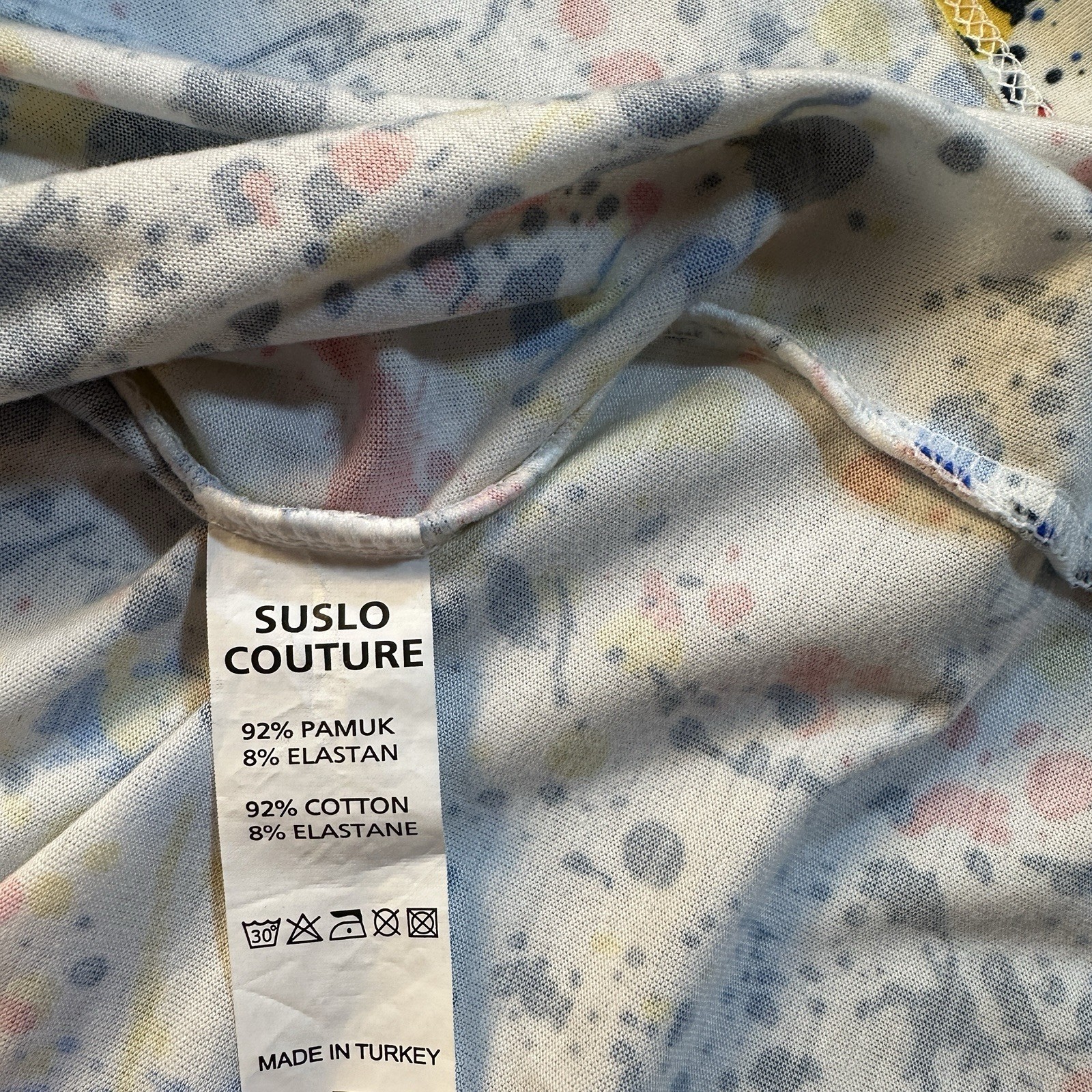 Suslo Couture Life Is Beautiful Graphic TShirt White Multicolor Paint Mens Large