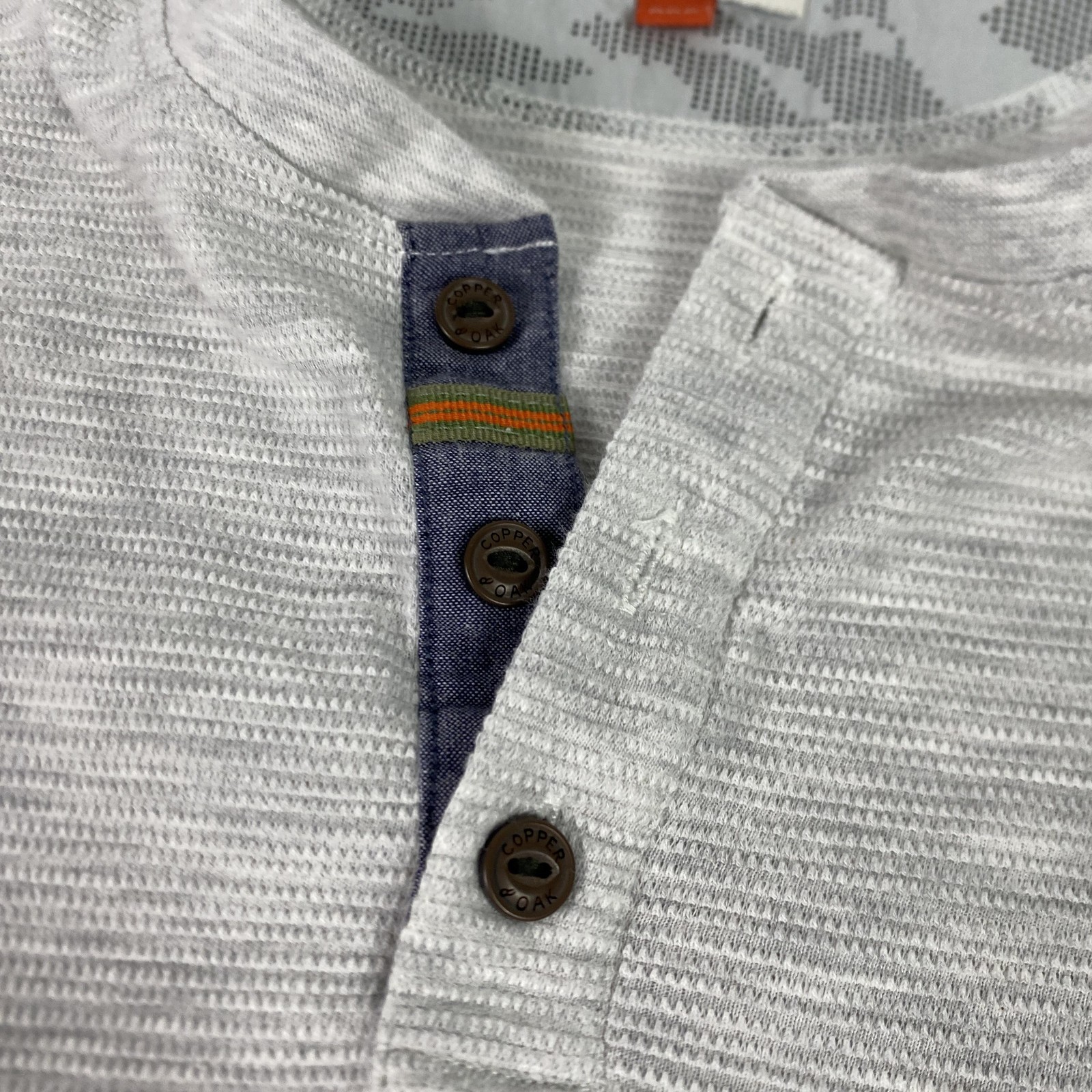 Copper & Oak Shirt Mens 2XL Gray Short Sleeve Henley Textured Knit Casual Tee