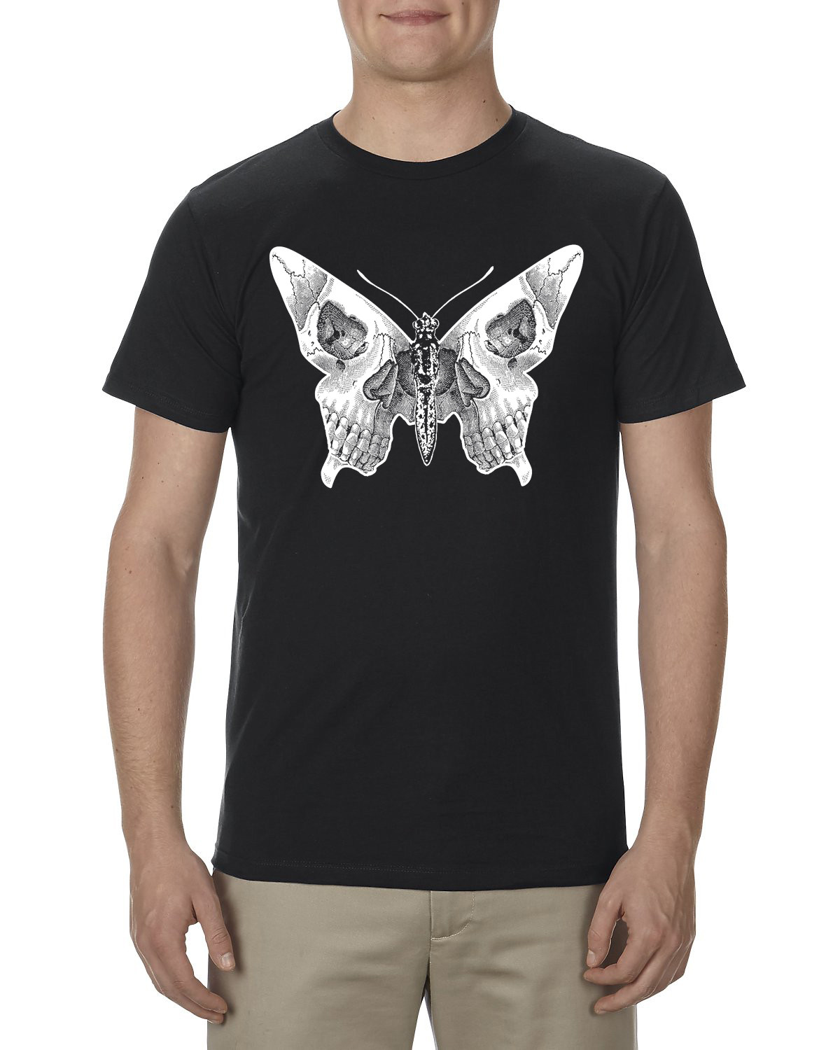 Butterfly skull shirt, mens black, premium design tee tshirt