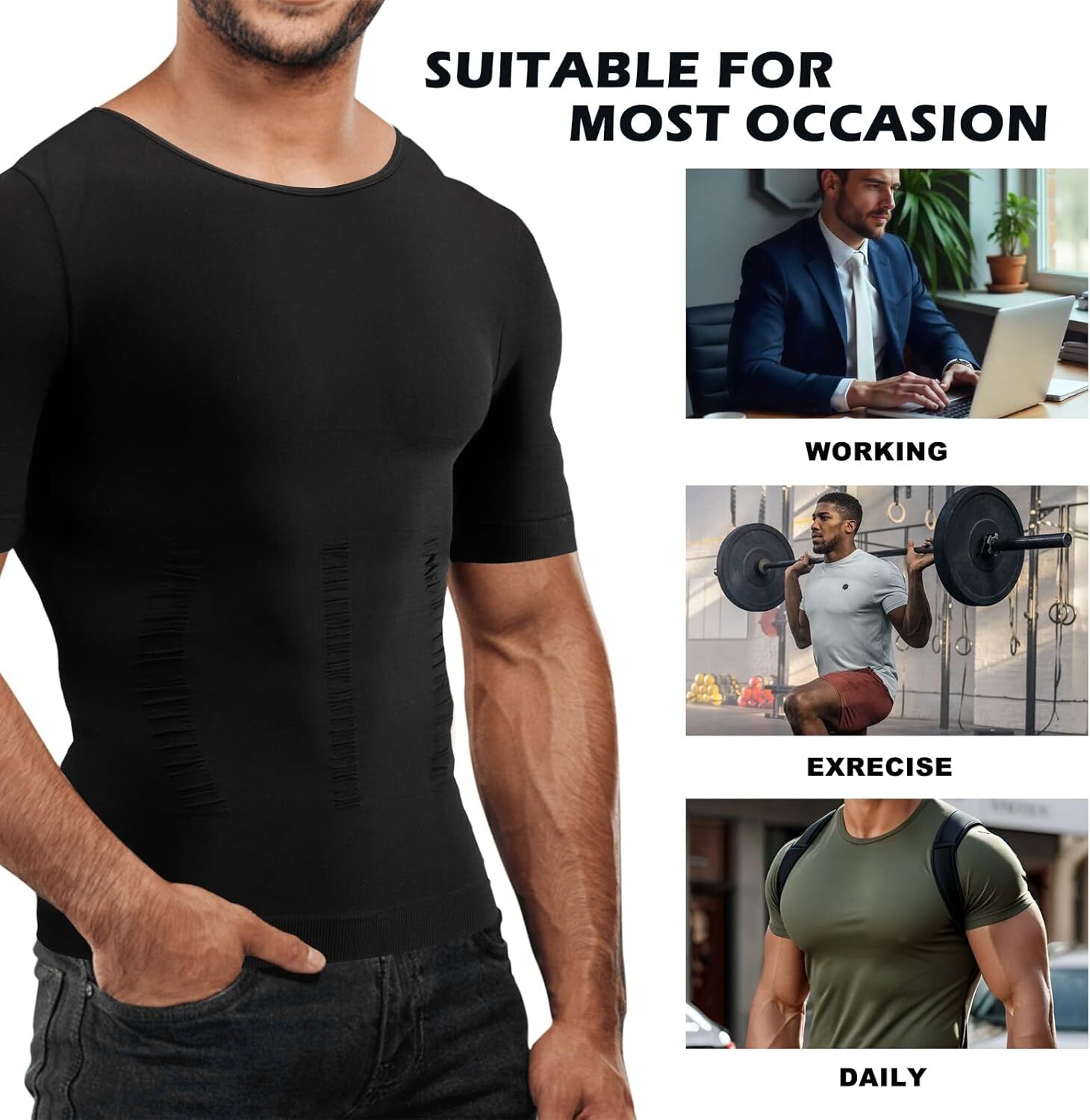 Men Compression Shirt Slimming Body Shaper Tummy Control Underwear Top Shapewear