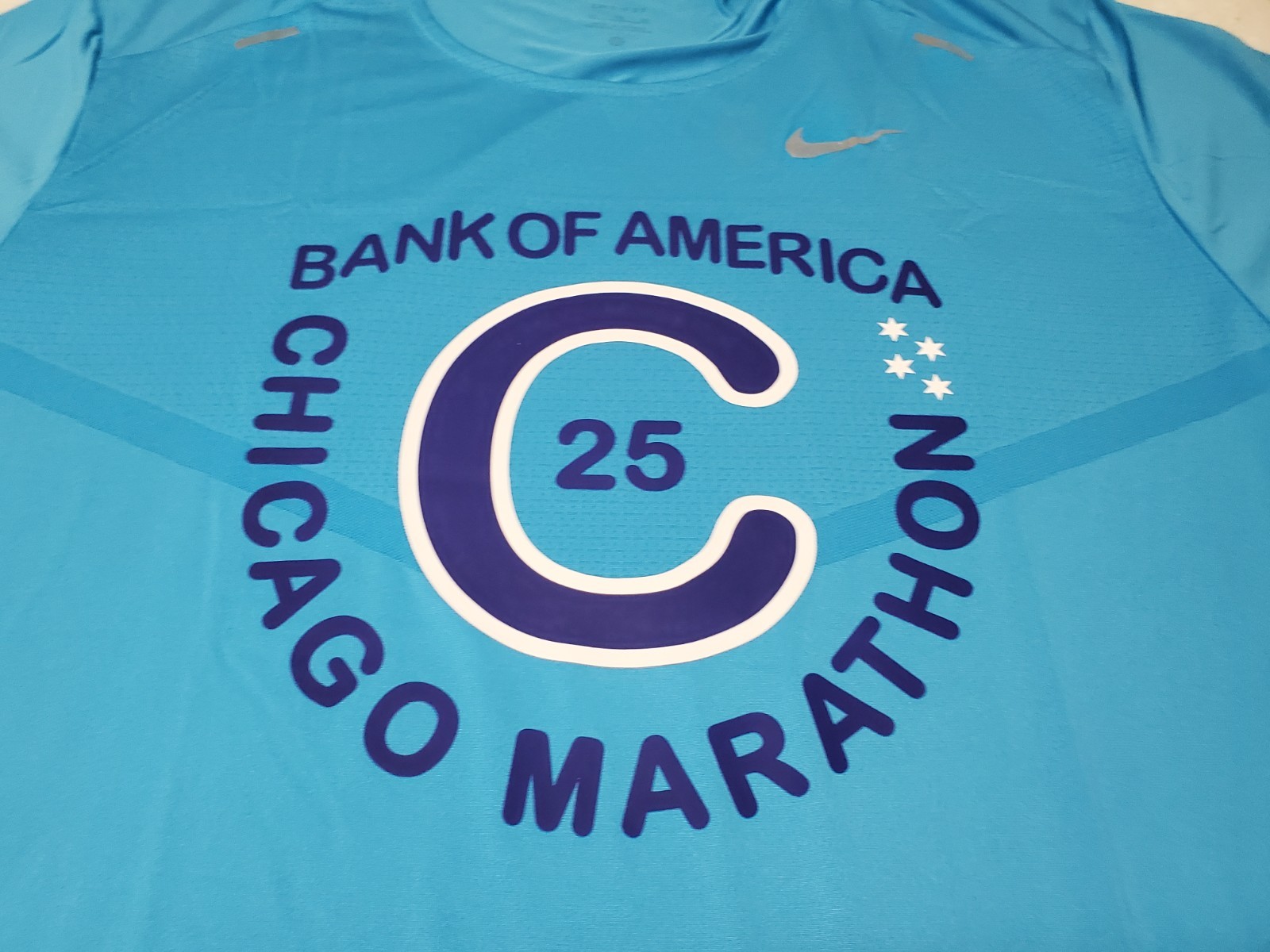 NIKE RUNNING T-SHIRT BLUE DRI-FIT MENS XL X-LARGE CHICAGO MARATHON BOA 2025 NEW