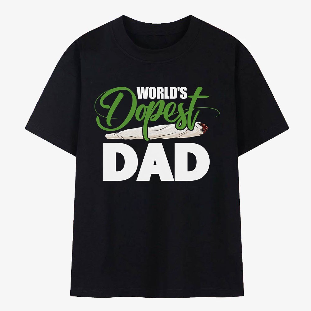 World’s Dopest Dad T-Shirt Funny Retro Green Text Father’s Day Novelty Men Tee