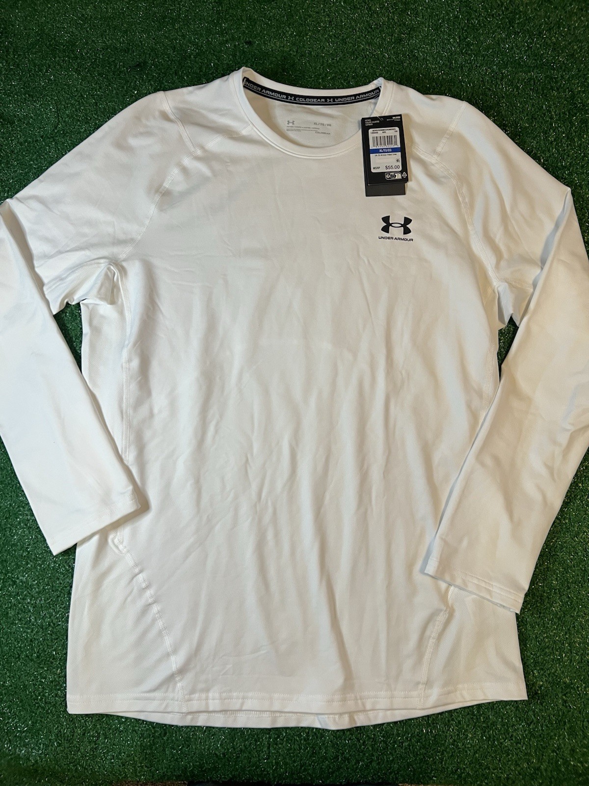 Under Armour COLDGEAR Fitted Long Sleeve Athletic Shirt White Size XL 1366068