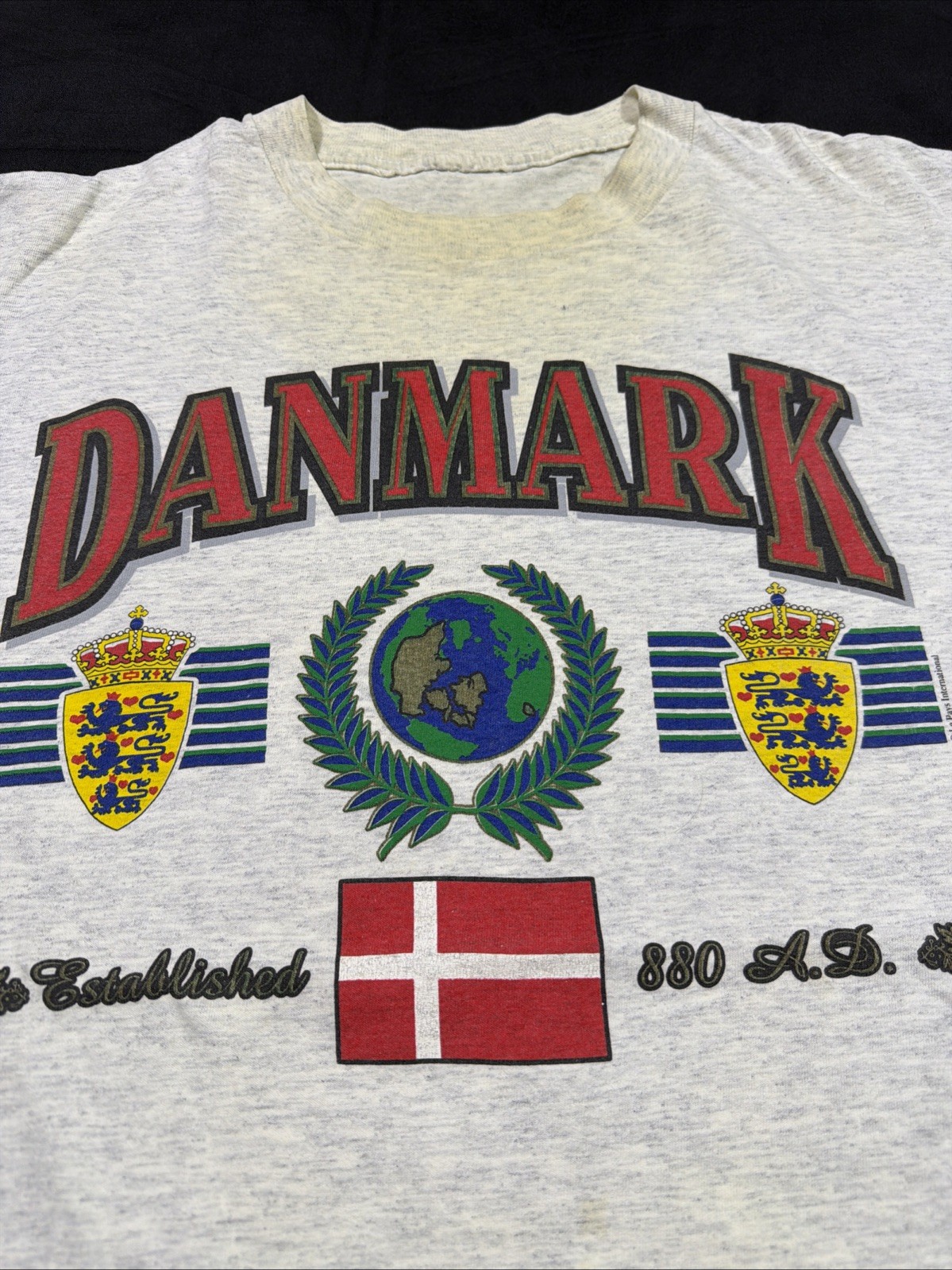 Danmark Established 880A.D. Gray T Shirt Short Sleeve