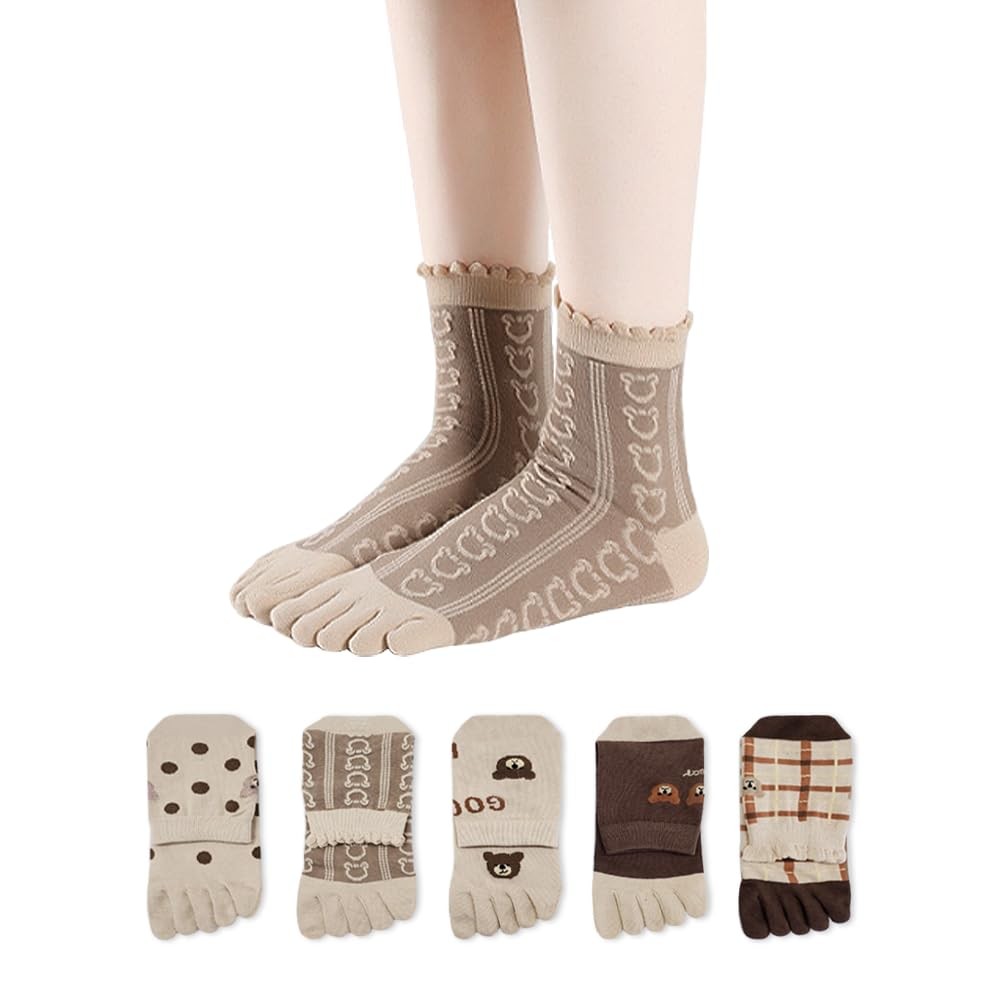 Womens Girls Toe Socks Five Fingers Cute Colorful Ankle Athletic Running Toe …