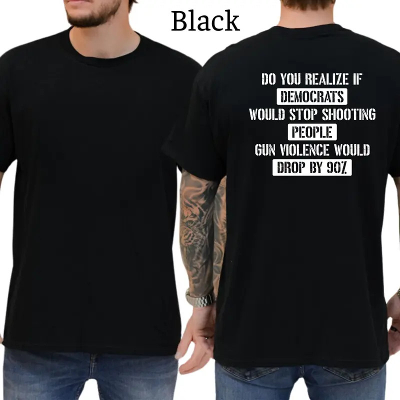 Gun Violence Would Drop T-Shirt, Mens Shirts Funny, Conservative Political Graph