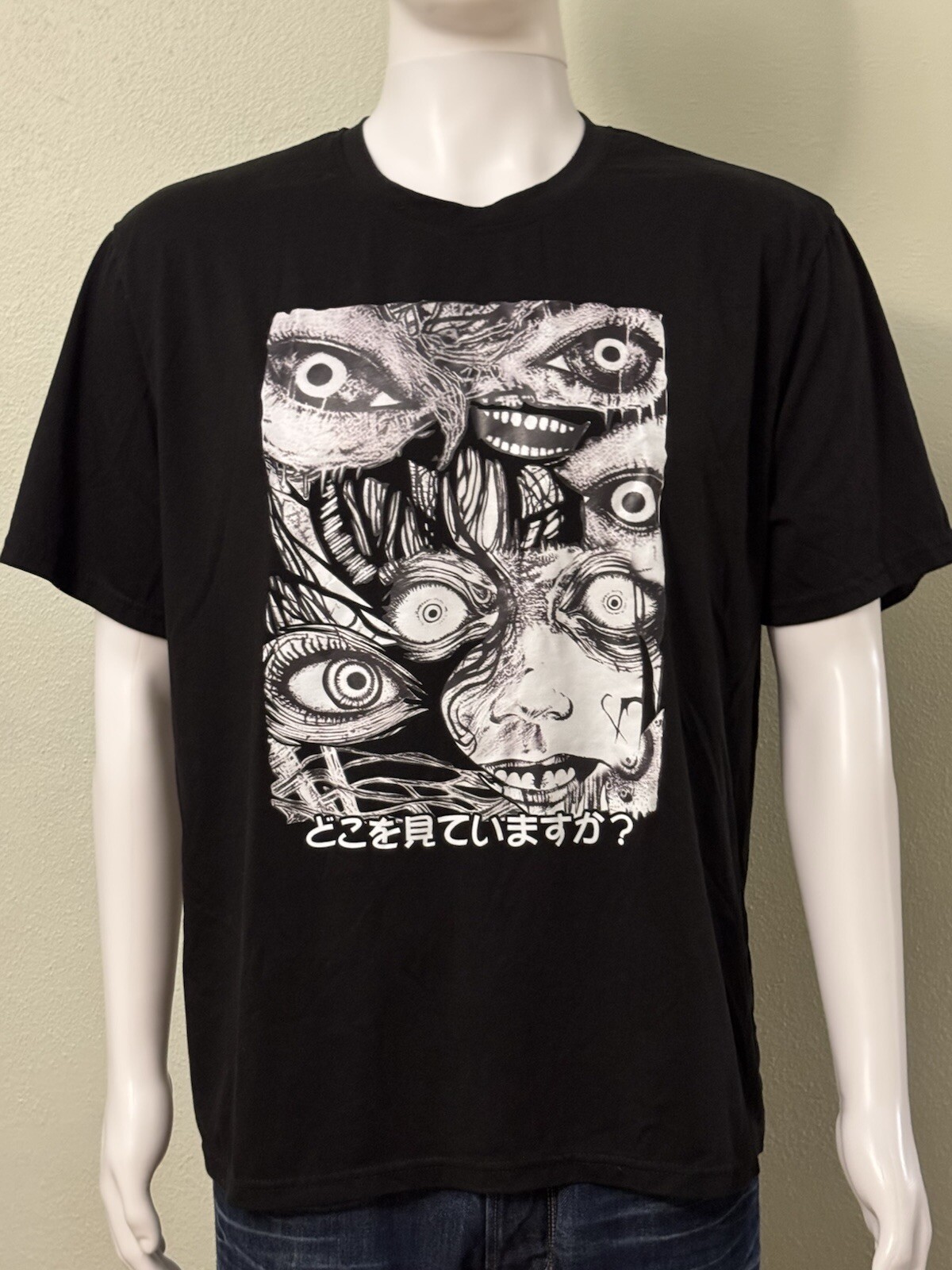 Anime Men Cotton Figure & Letter Graphic Tee – XL