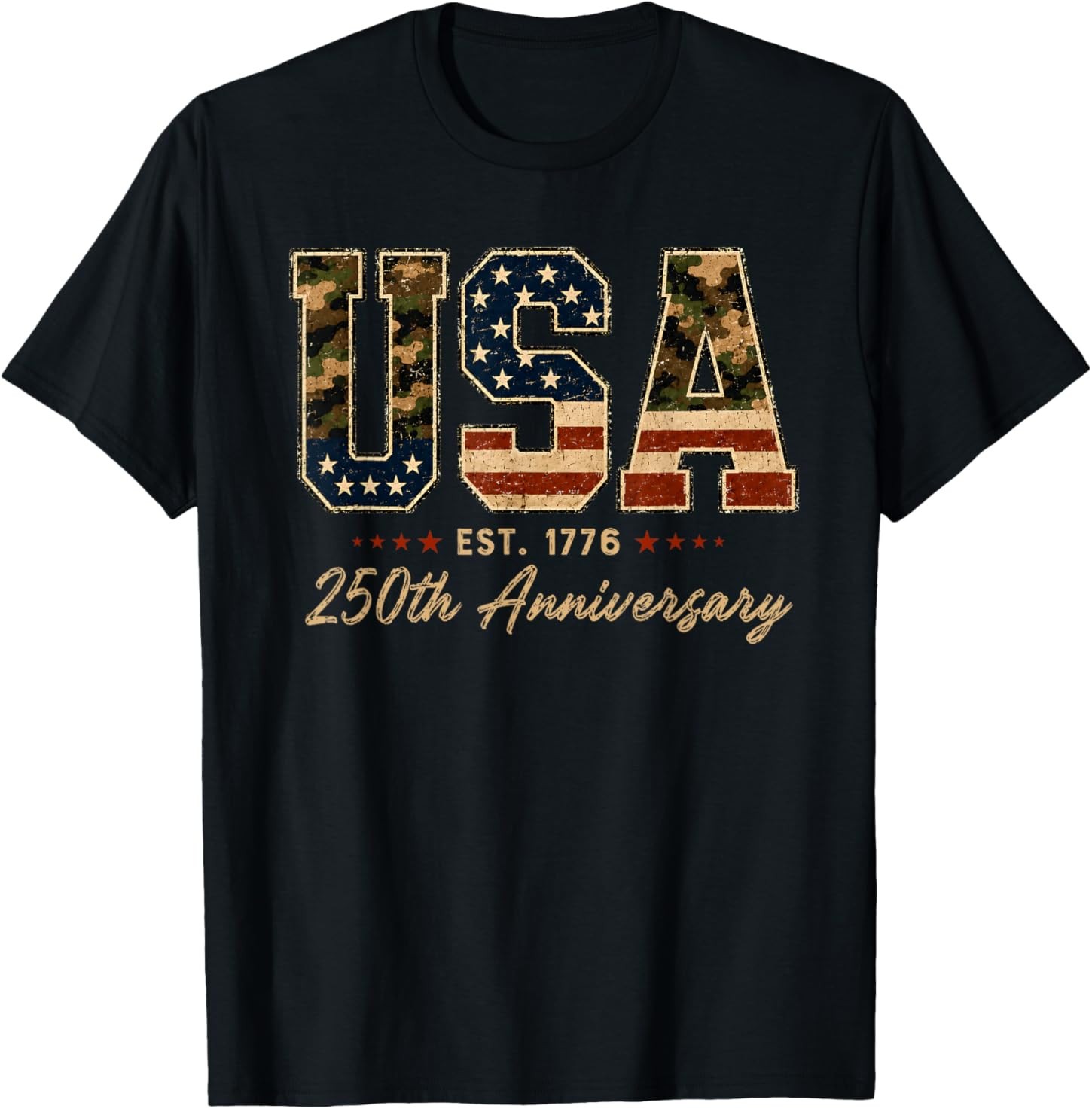 4th of July America US Flag Patriotic 250th Anniversary USA T-Shirt