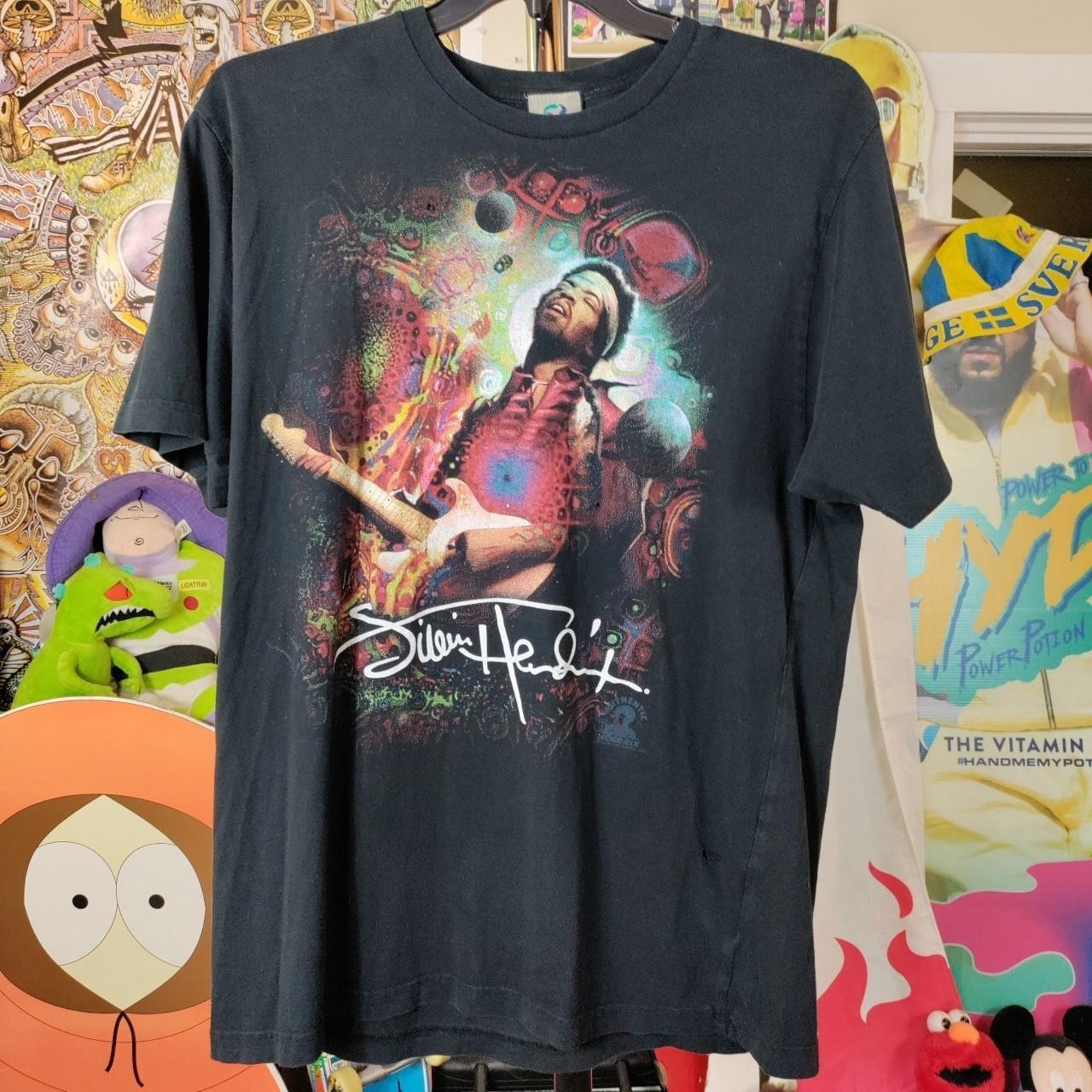 Jimi Hendrix Multi Colored Liquid Blue Shirt Size Xl Distress Holes 21×29 A3ed