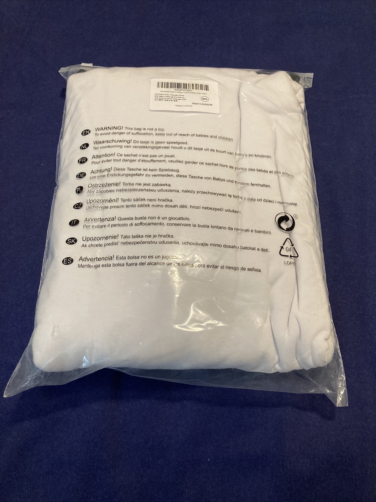 Comfneat Men’s 3-Pack Undershirts Cotton Spandex StretchyWhite gray and black