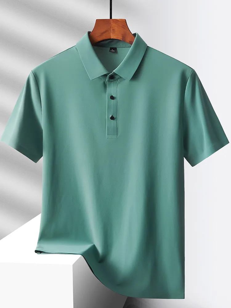 Men Summer Ice Silk Quick Dry Polo Shirt Casual Office Golf Top Tee Tshirt Gift