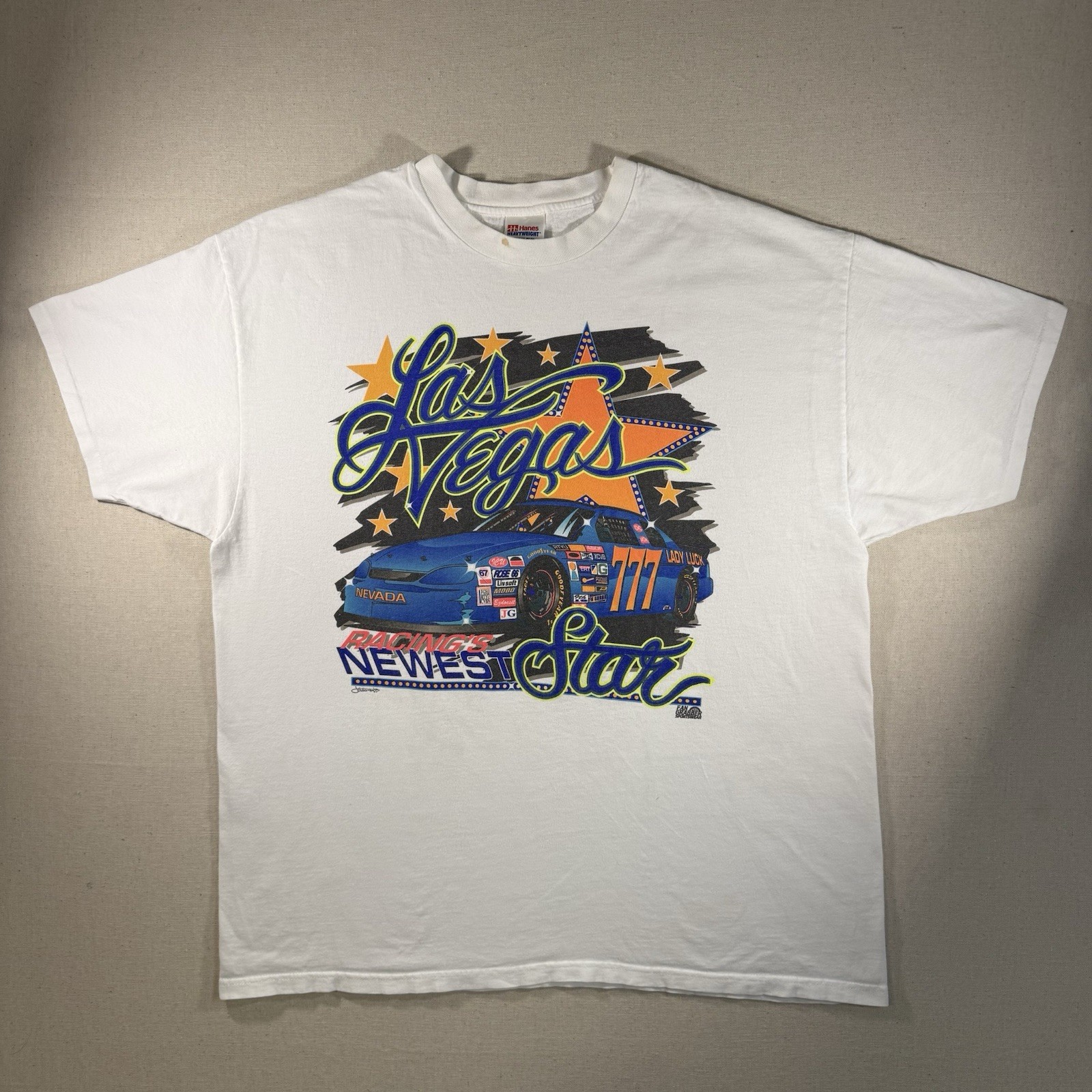 Hanes Heavyweight Vintage Las Vegas NASCAR Shirt Men’s Size XXL 90s