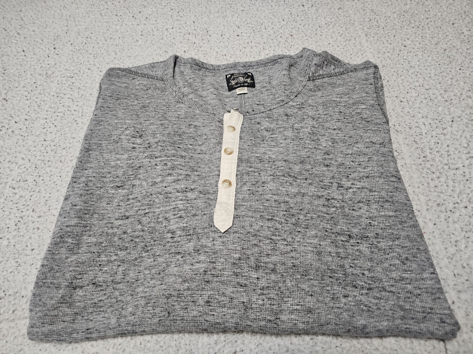 Diesel Industry Henley Stitched Nobel Gray Woven Long Sleeve Shirt SZ Large