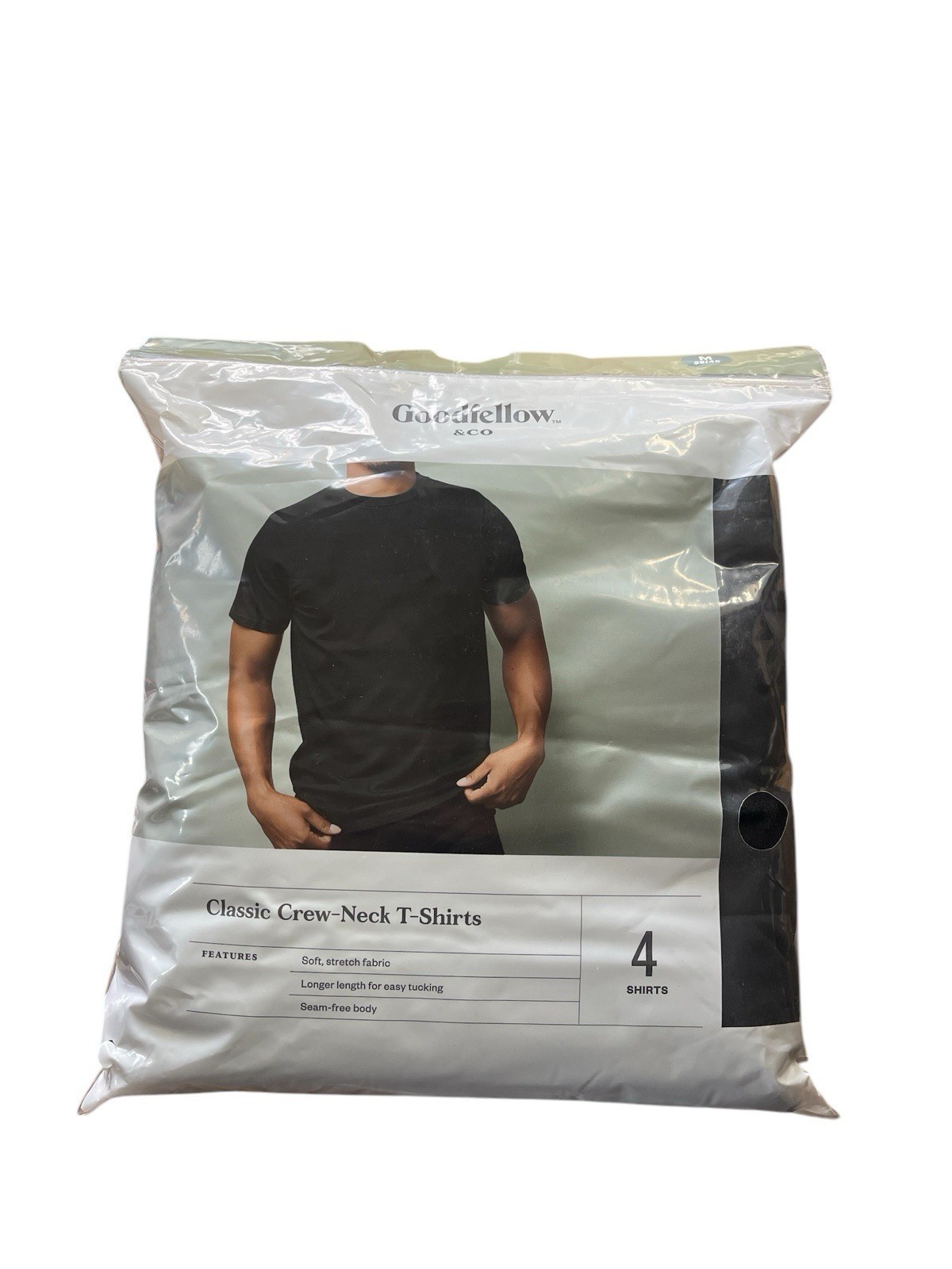 Men’s Goodfellow Classic Crew T-Shirt In Black 4-Pack Size Medium