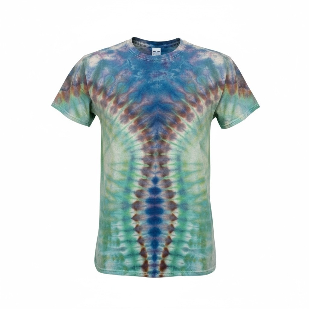 Tie Dye Cotton T-Shirt Colorful Hippie Pattern Short Sleeve Casual Top Mens M
