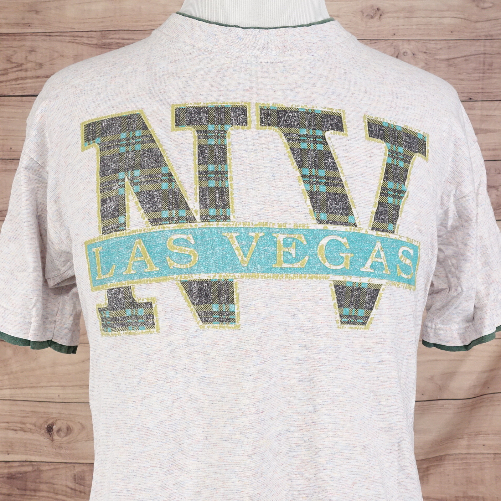 VINTAGE LAS VEGAS NEVADA 2-TONE USA MADE 90s TRAVEL TOURIST TSHIRT SZ L