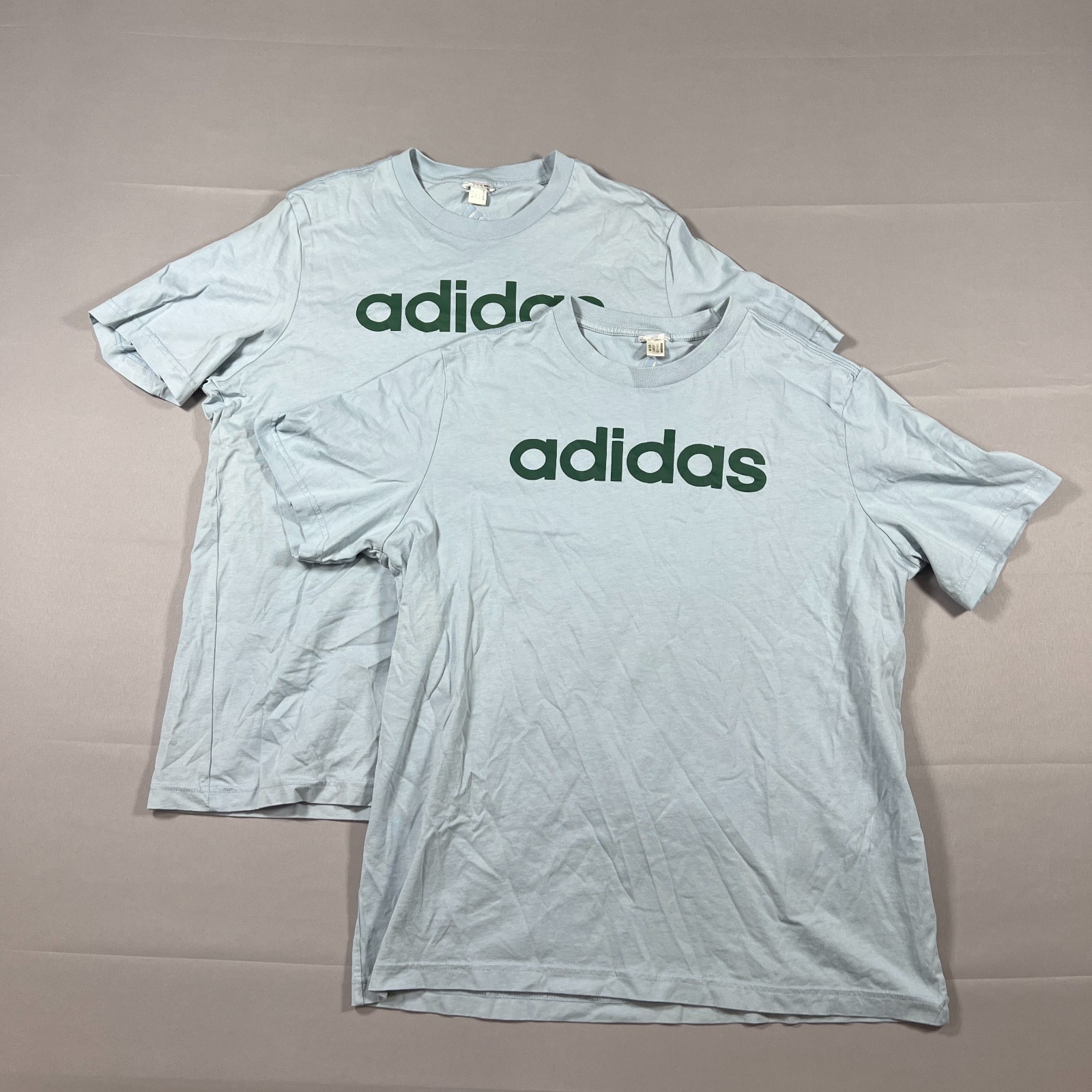 Set Of 2 Adidas Essentials T Shirt Mens M Wonder Blue Embroidered Logo Crew Neck