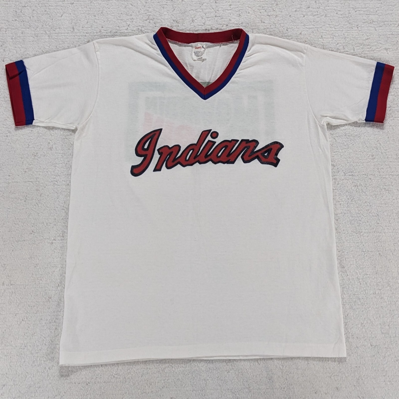 Vtg 80s Cleveland Indians Mountain Dew Jersey Style T-Shirt Medium Single Stitch